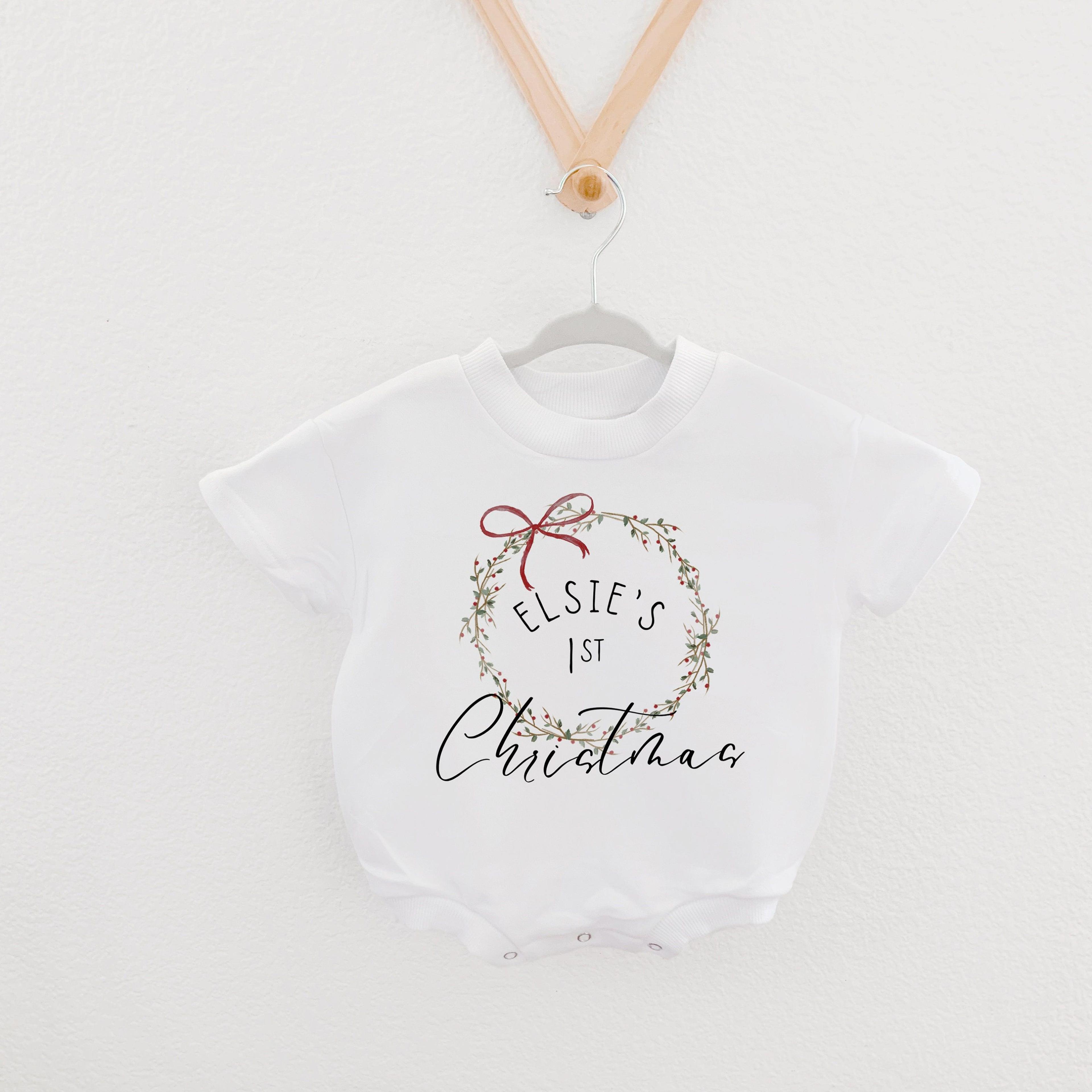 my first christmas baby romper, first christmas outfit one piece, personalized holiday baby bodysuit, christmas keepsake