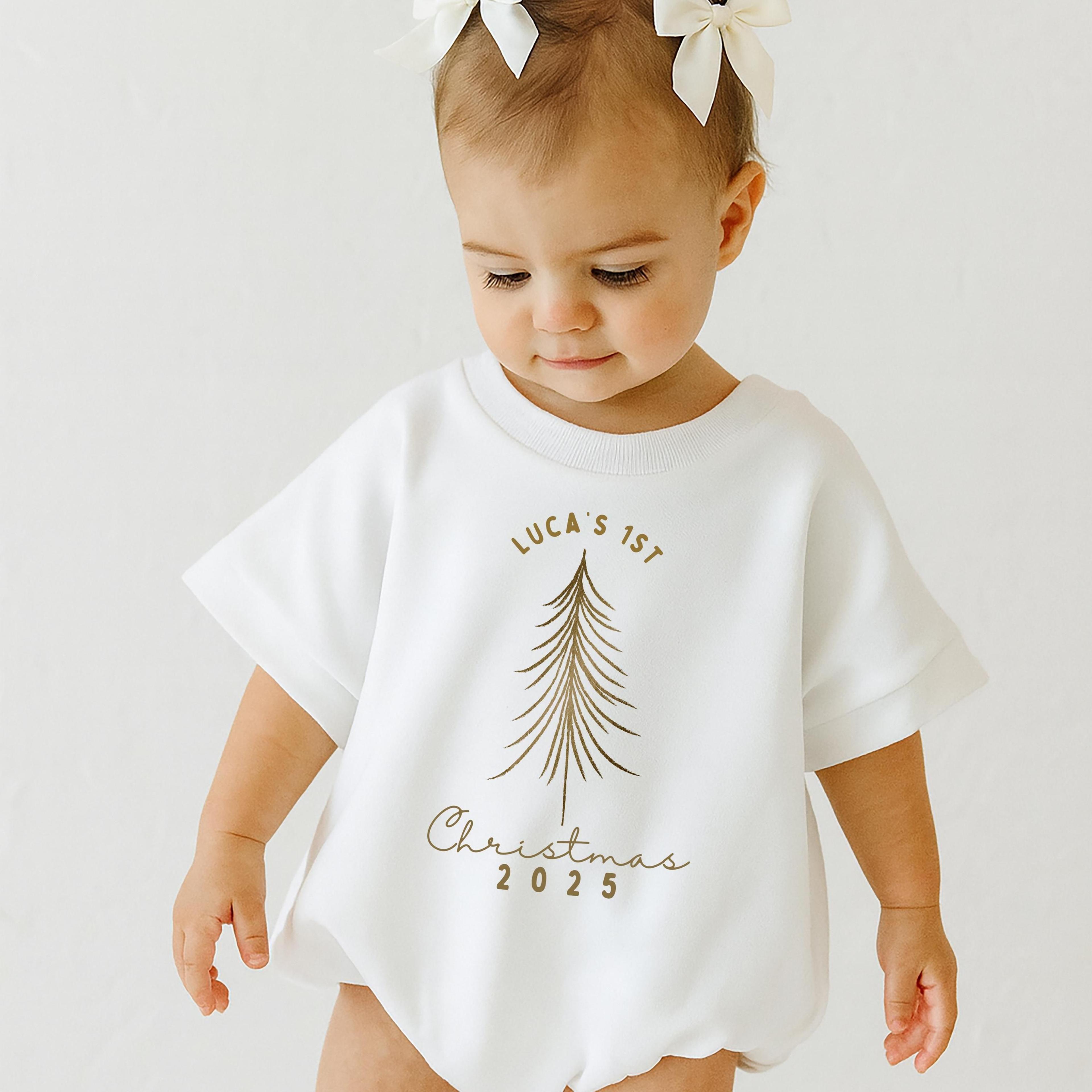 baby first christmas one piece, my first christmas baby romper, personalized holiday bodysuit, infant christmas outfit,