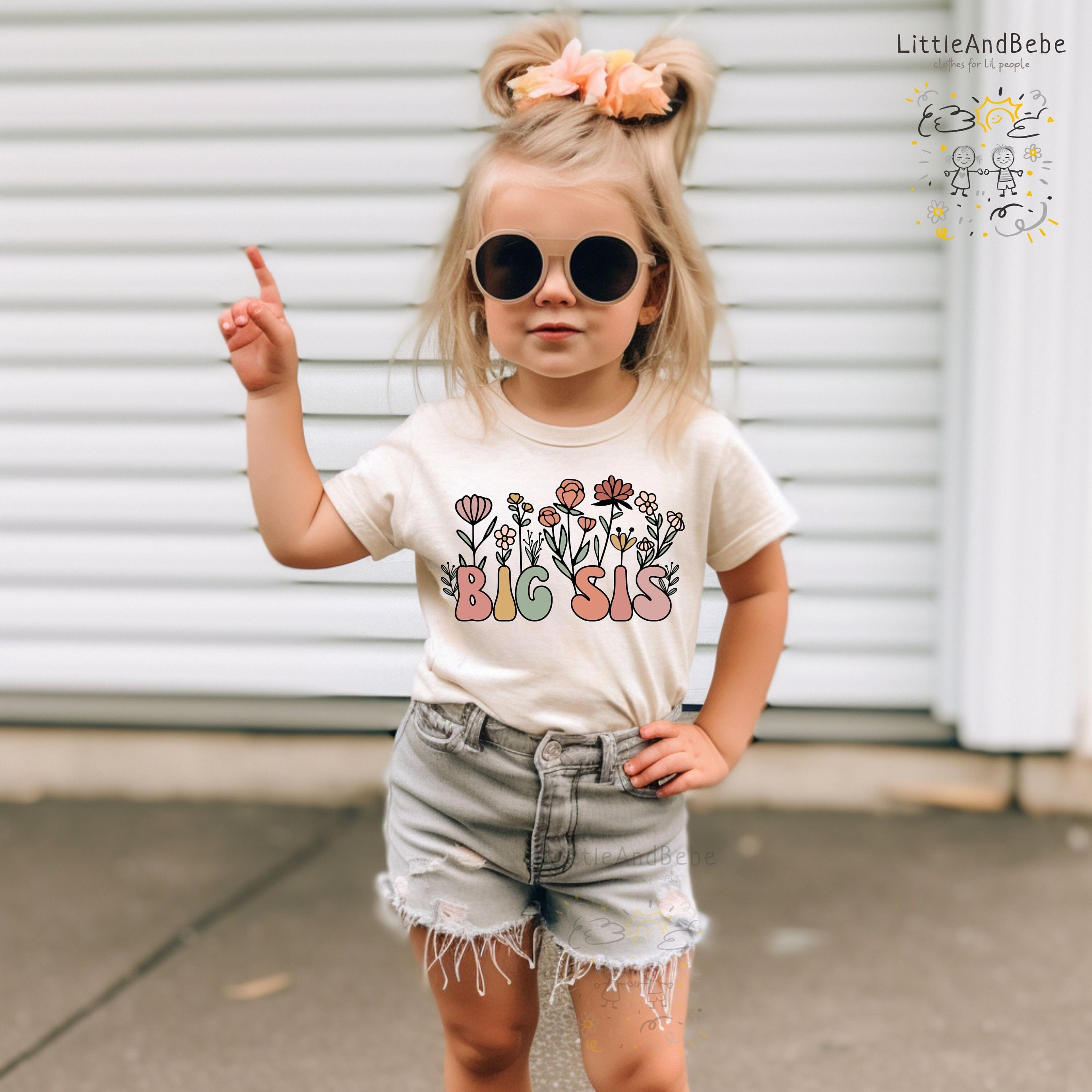 big sis shirt, big sister announcement shirt, floral big sister tee, sibling reveal outfit, future big sis gift
