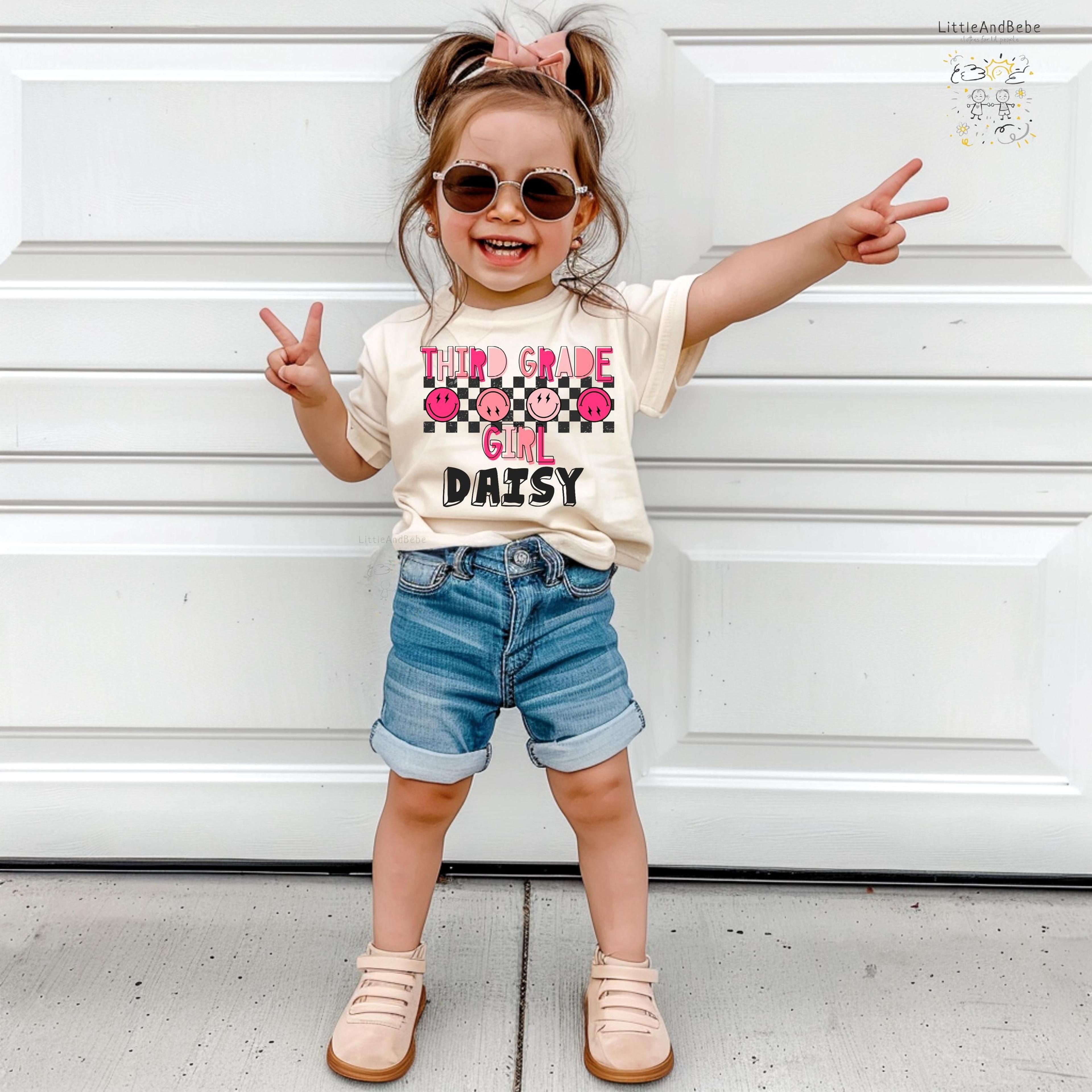 personalized third grade girl shirt, third grade back to school shirt, custom name school tee, first day of third grade