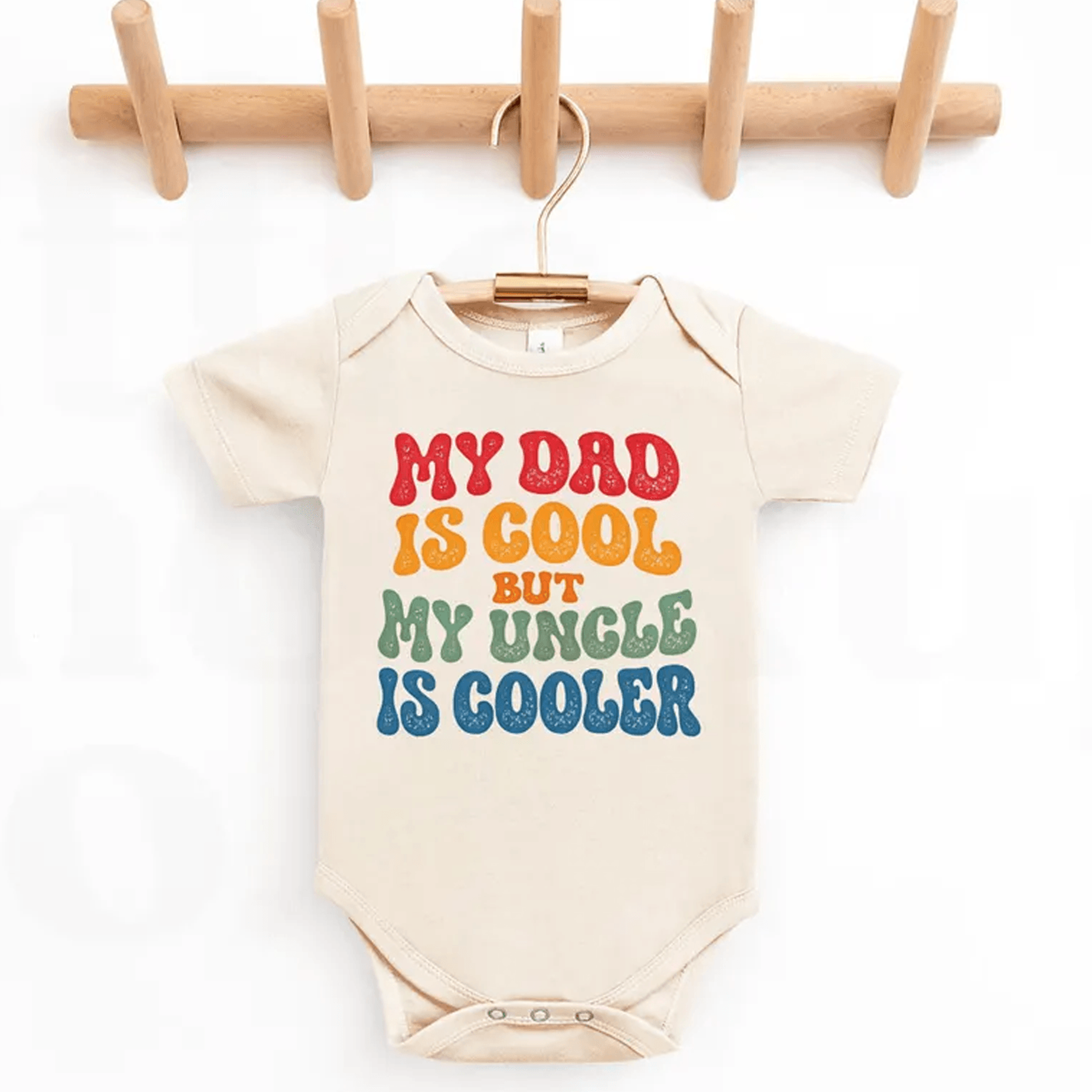 my dad is cool but my uncle is cooler baby bodysuit, funny uncle gift, retro uncle announcement, nephew niece outfit