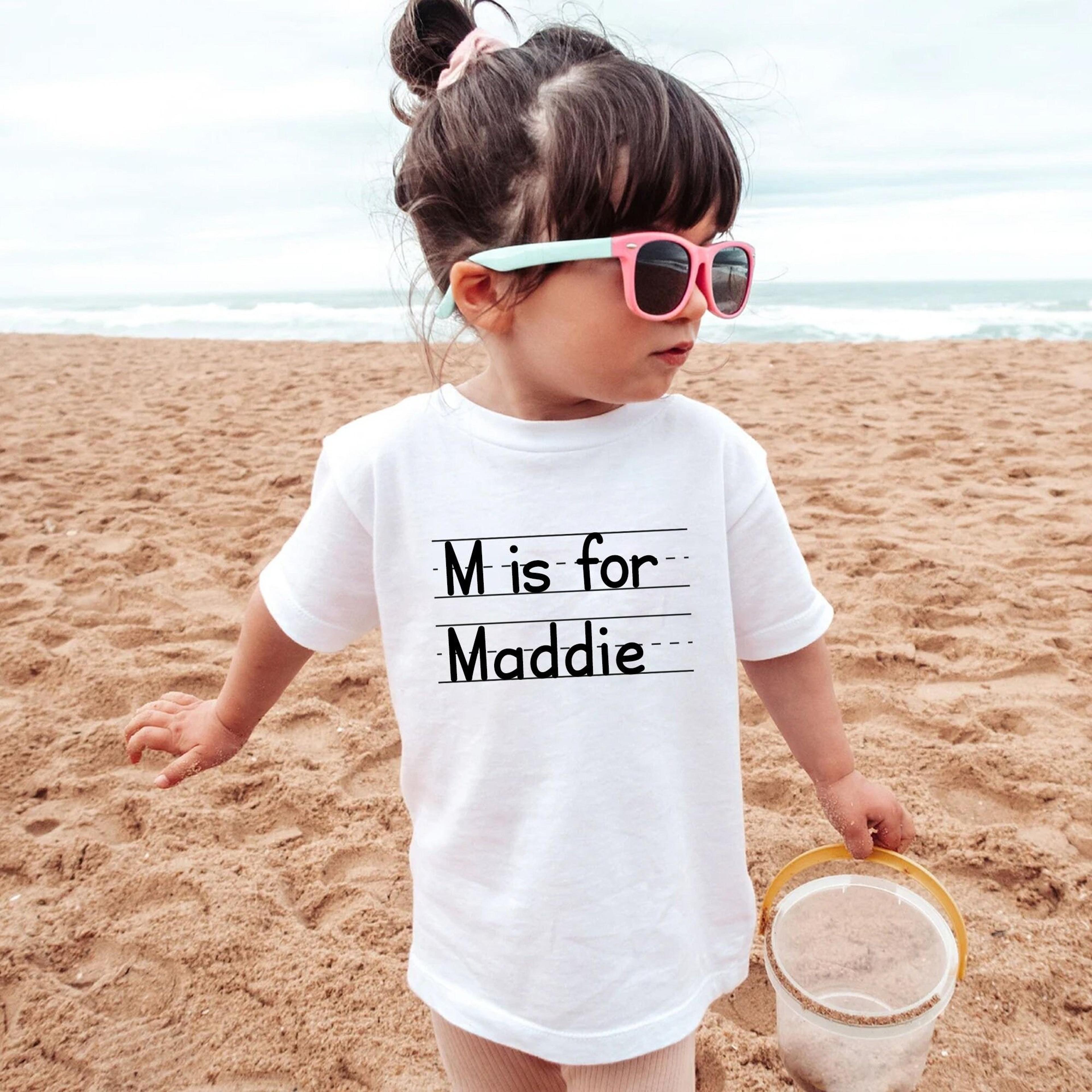 m is for maddie shirt, personalized name shirt for girls, custom alphabet learning tee, preschool kindergarten t-shirt
