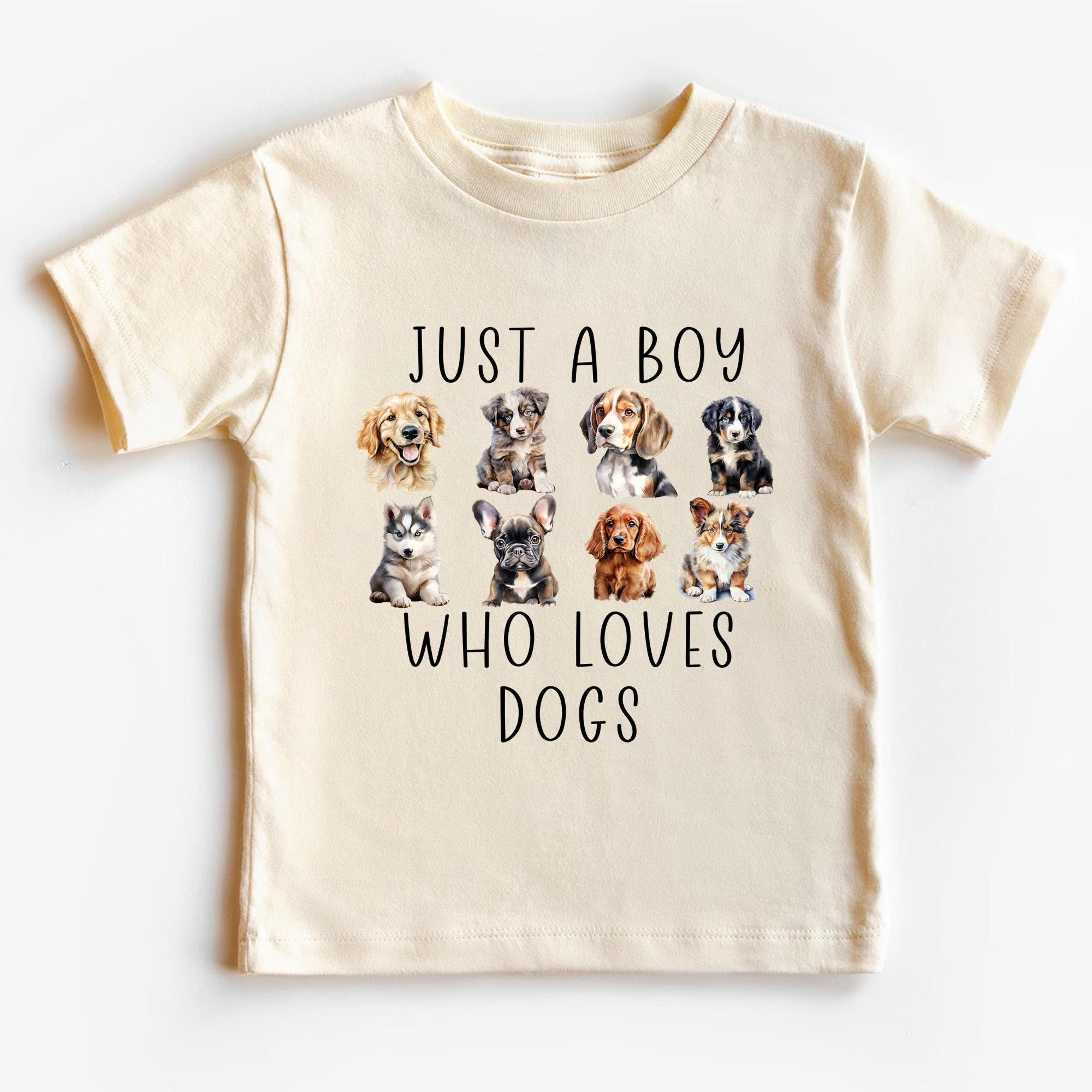 just a boy who loves dogs shirt, dog lover kids sweatshirt, puppy lover gift for boys, cute dog enthusiast kids tee