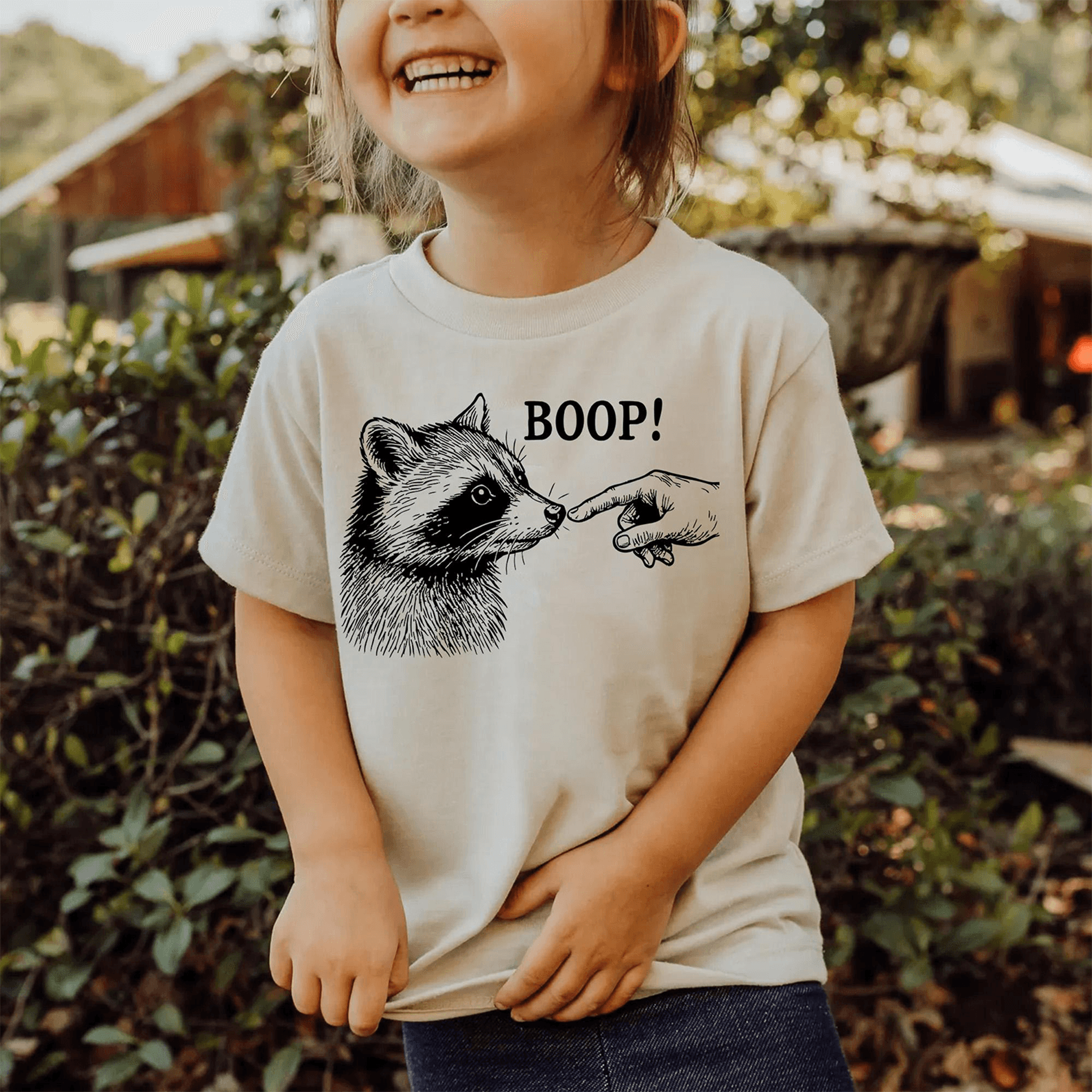 boop raccoon kids shirt, retro raccoon nose touch tee, cute woodland animal shirt, funny raccoon lover gift for kids