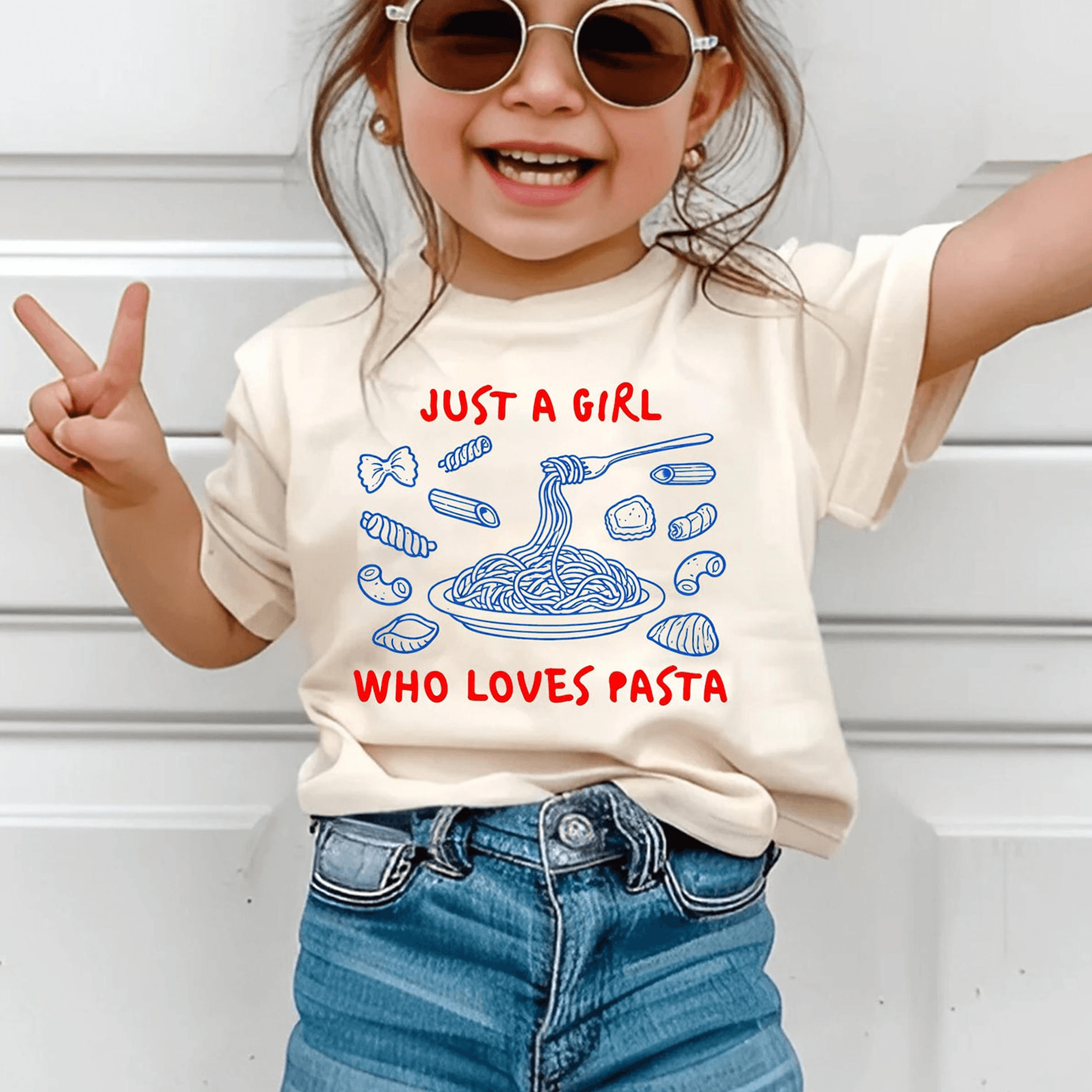 just a girl who loves pasta shirt, pasta lover kids sweatshirt, cute italian food tee for girls, pasta gift for kids