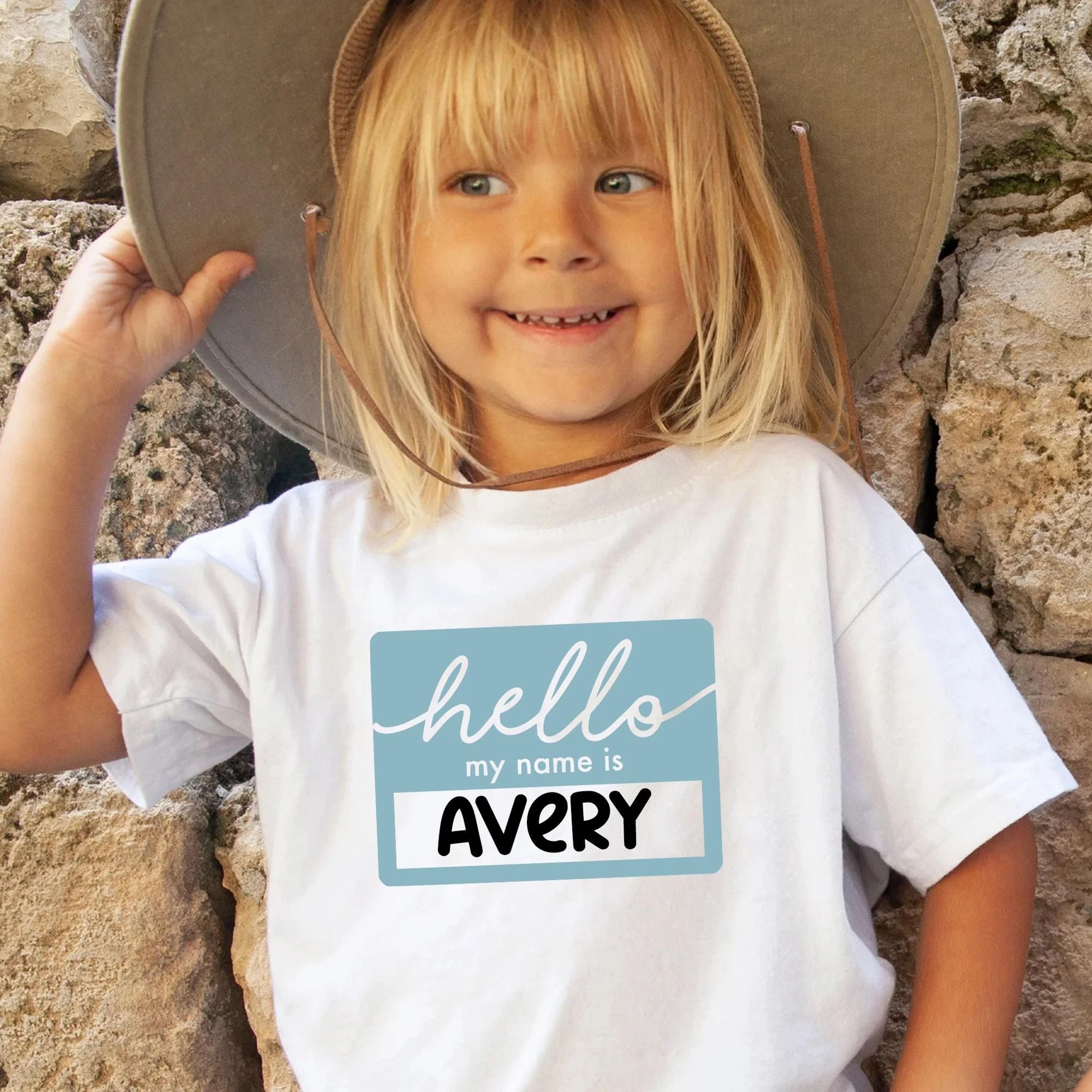 personalized name tag shirt, custom kids name shirt, hello my name is shirt, preschool name tee, first day of school
