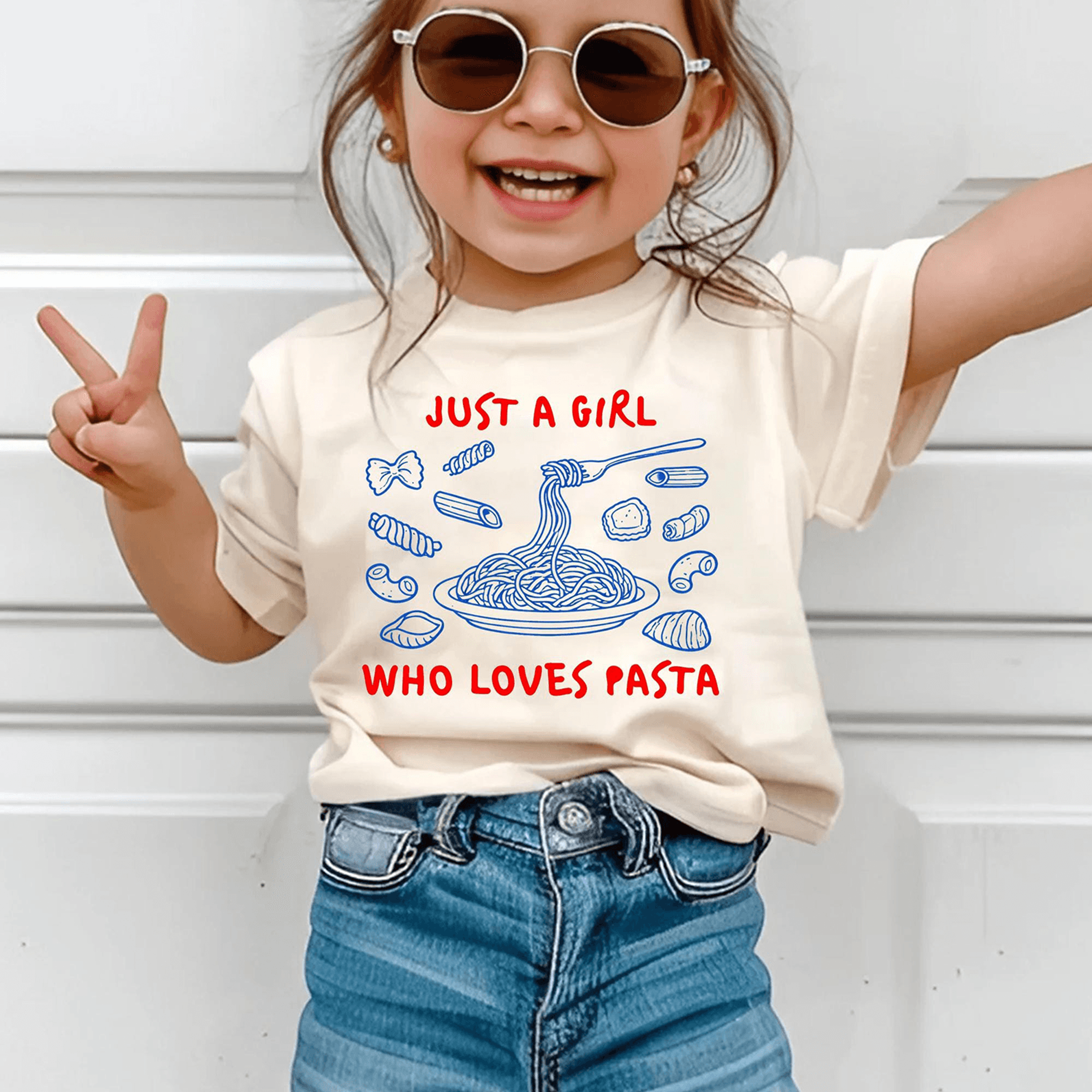 just a girl who loves pasta sweatshirt, pasta lover kids shirt, cute italian food gift for girls, foodie toddler tee