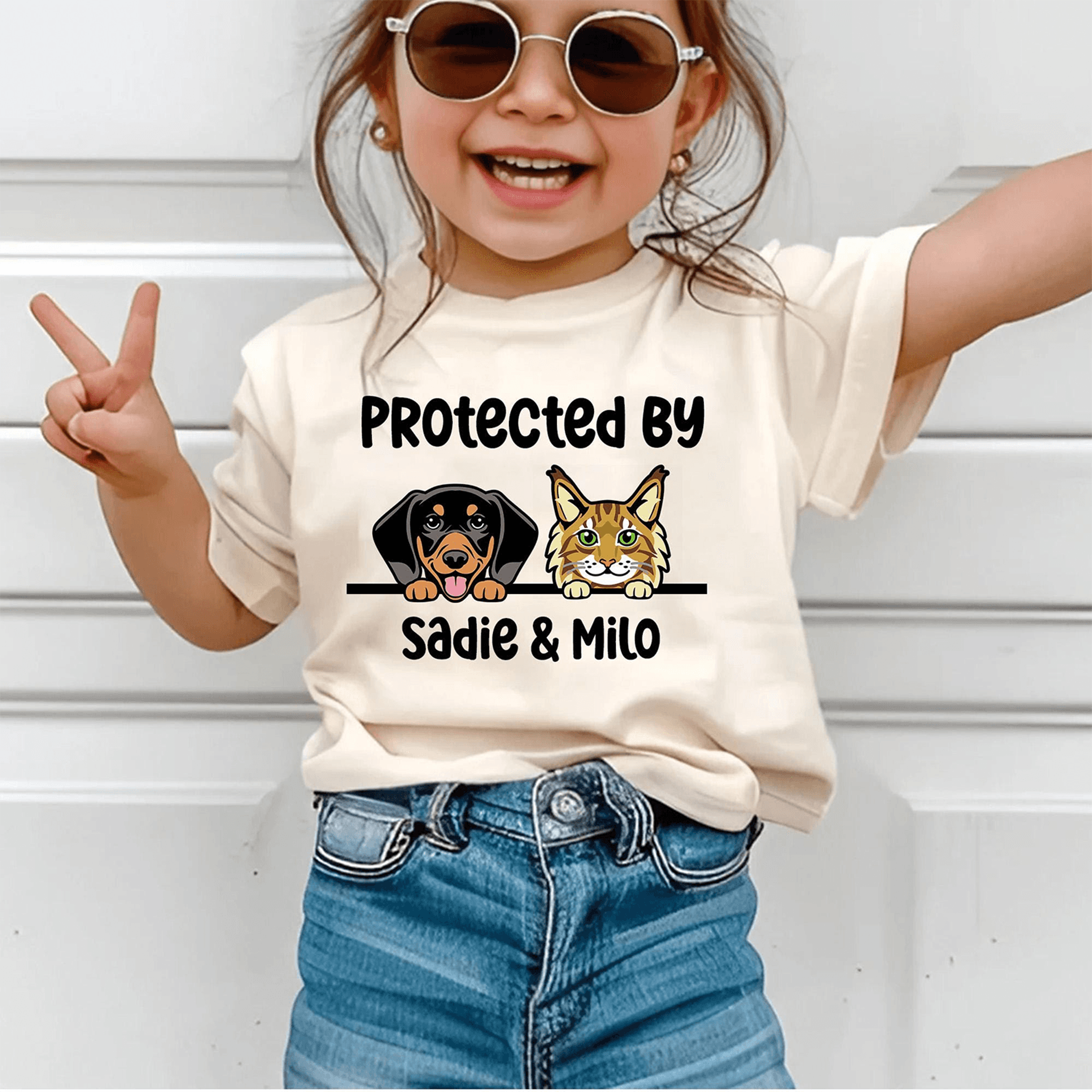 protected by pets baby bodysuit, personalized pet photo onesie, custom dog cat baby outfit, pet lover baby gift