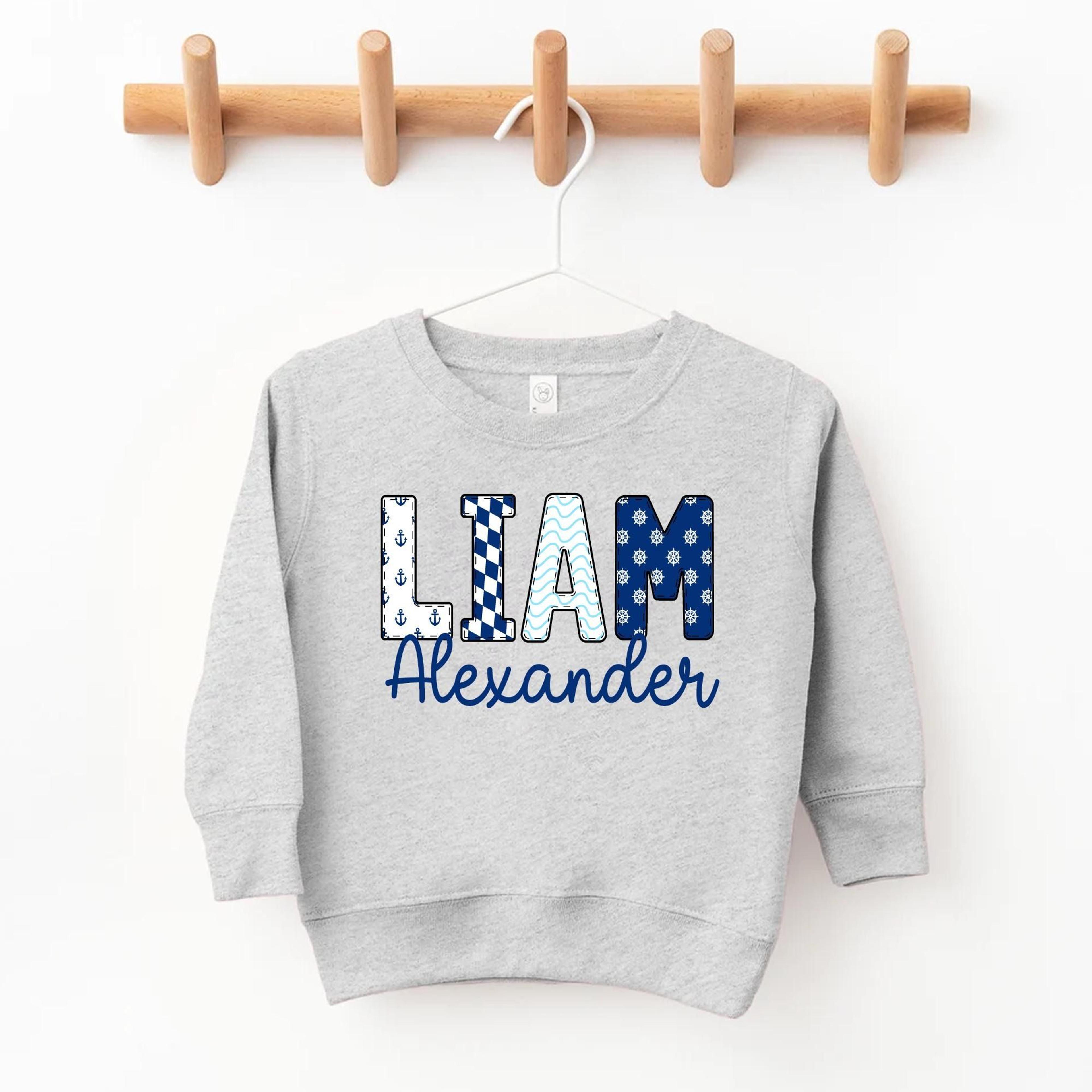 personalized boy name sweatshirt, custom toddler sweatshirt, kids name crewneck, personalized boy gift, custom kids tees