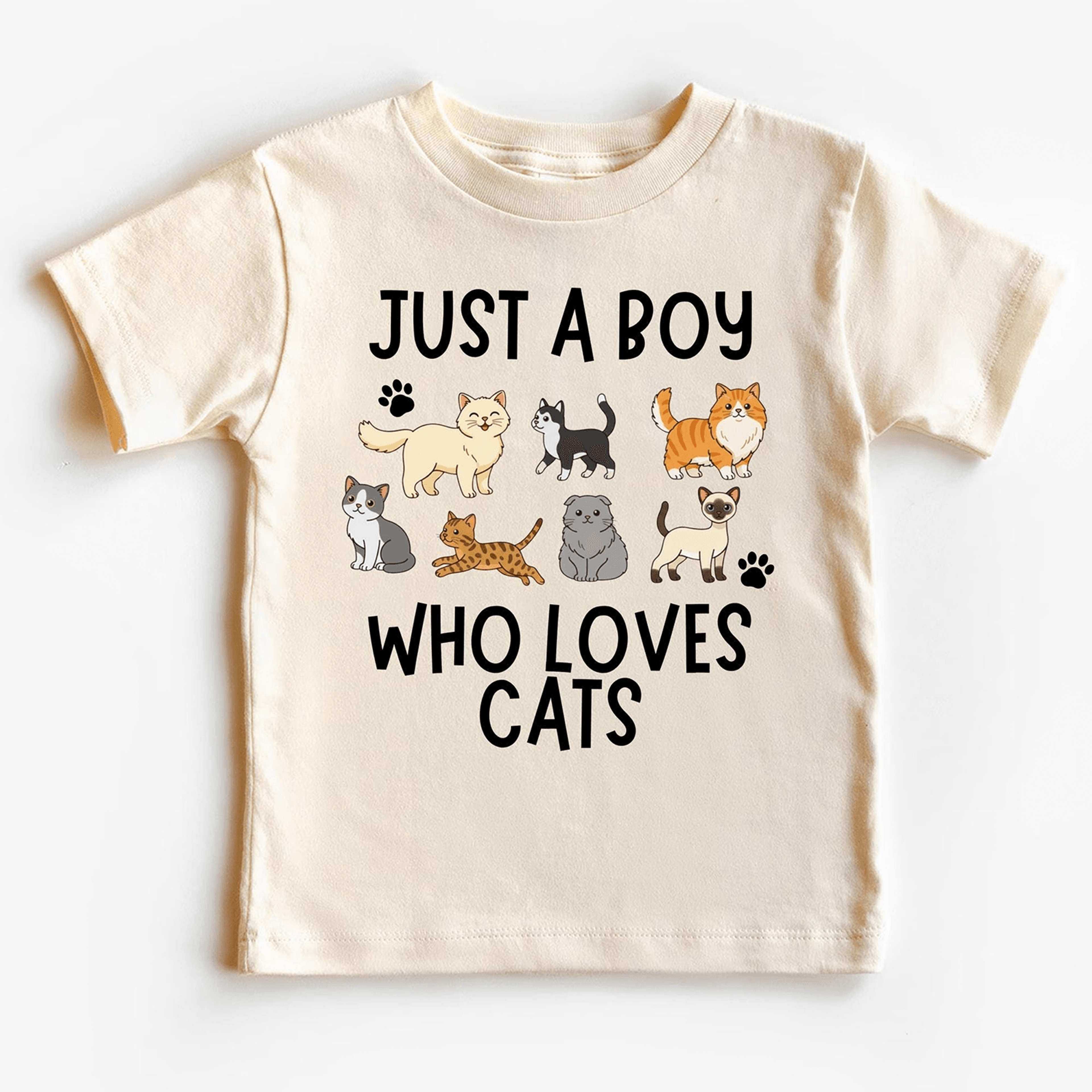 just a boy who loves cats toddler shirt, cat lover kids tee, kitten lover gift for boys, cute pet lover toddler shirt
