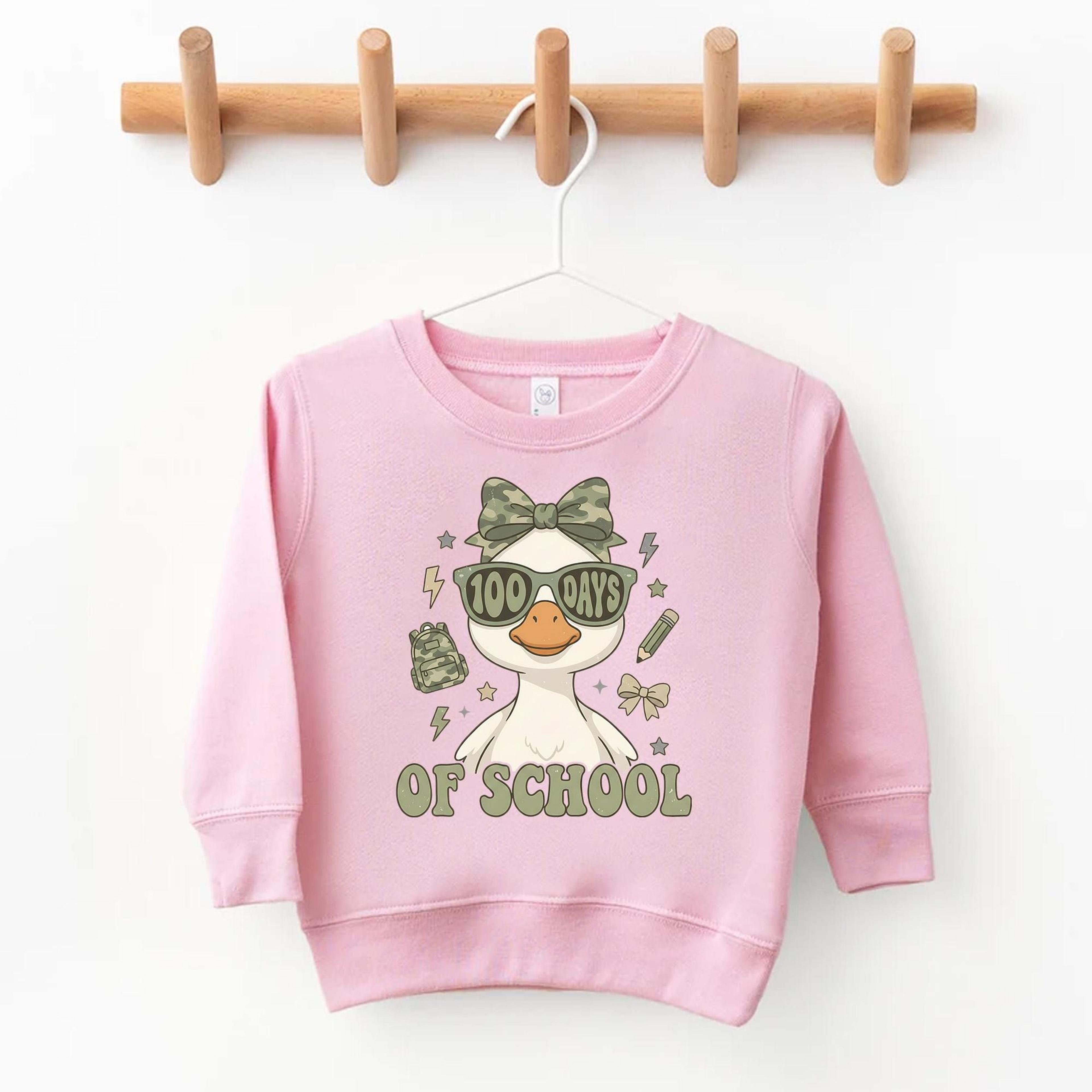 100 days of school goose shirt, funny 100th day school sweatshirt, girls school celebration outfit, kindergarten school