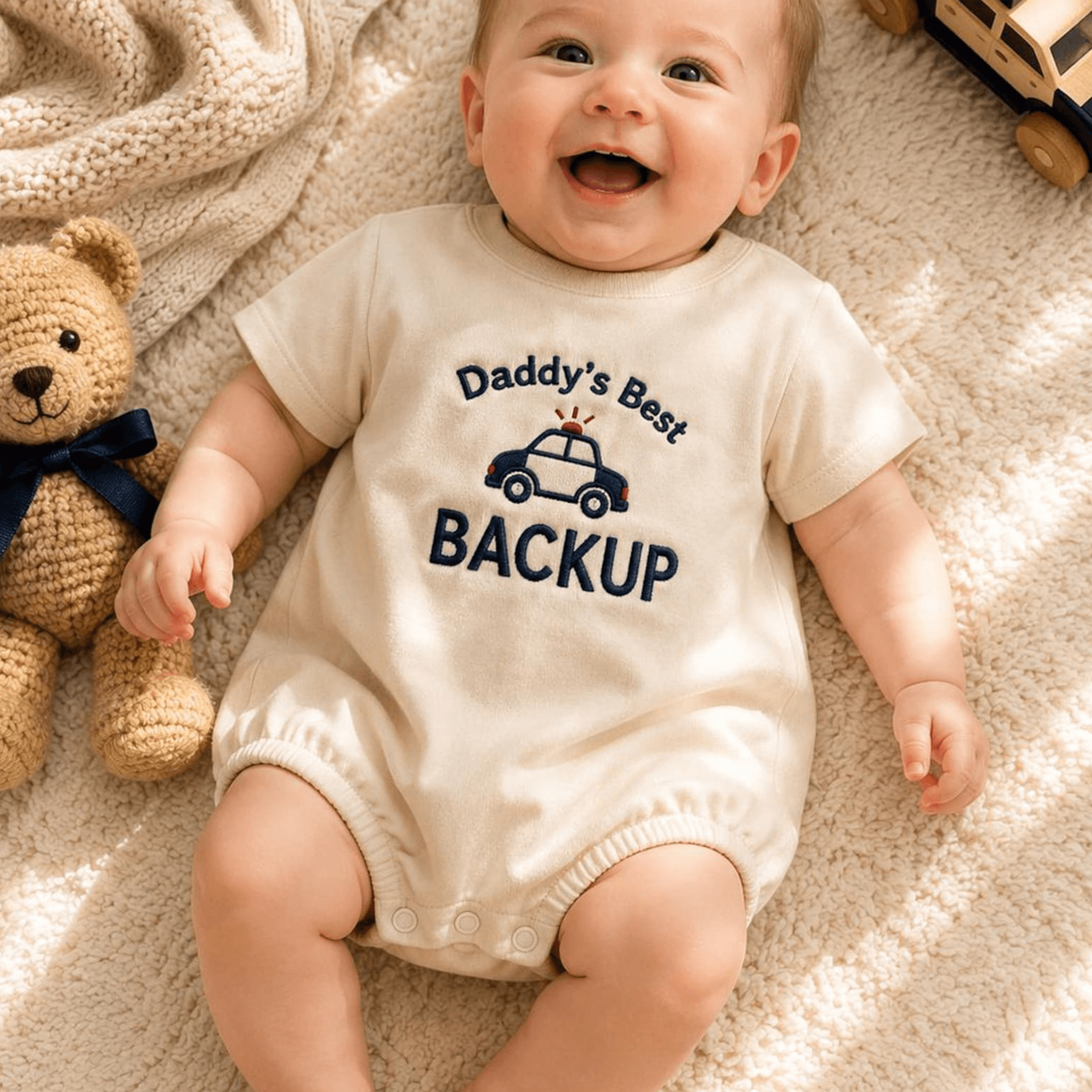 daddy's best backup embroidered baby romper, gamer baby gift, daddy gift, baby shower gift, newborn outfit