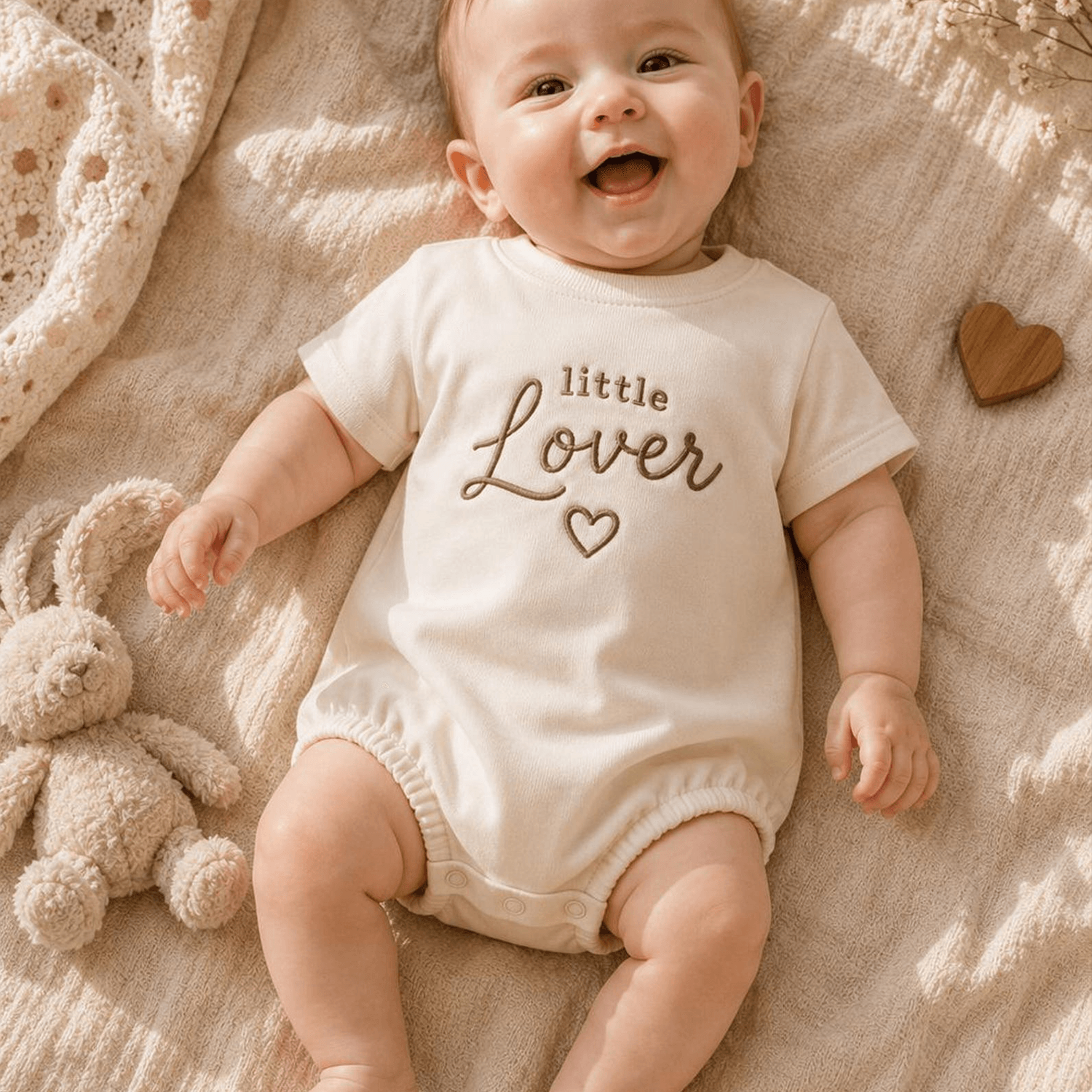 little lover embroidered baby romper, valentine's day baby outfit, baby shower gift, cute newborn bodysuit