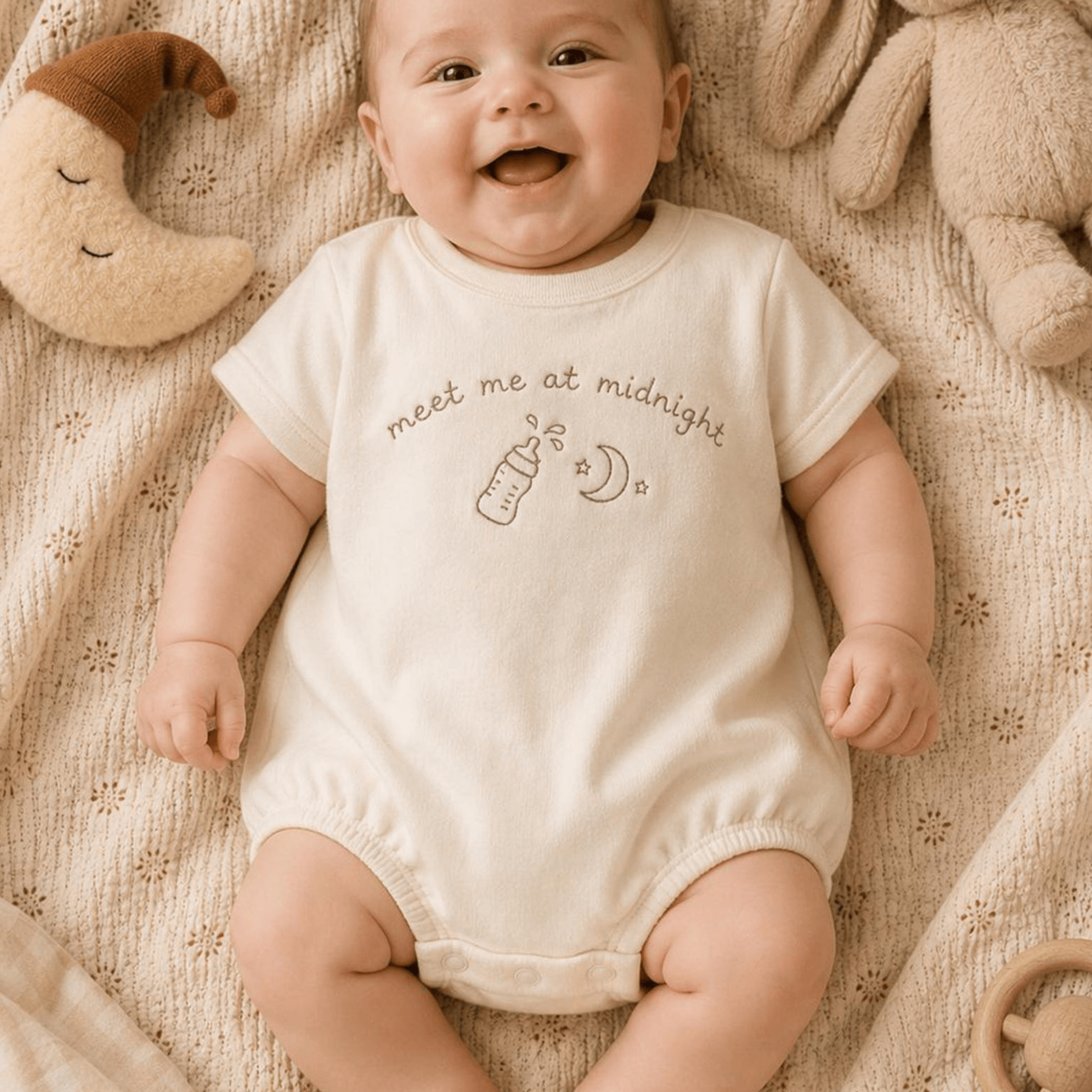 meet me at midnight embroidered baby romper, funny baby gift, newborn outfit, baby shower gift, cute bodysuit