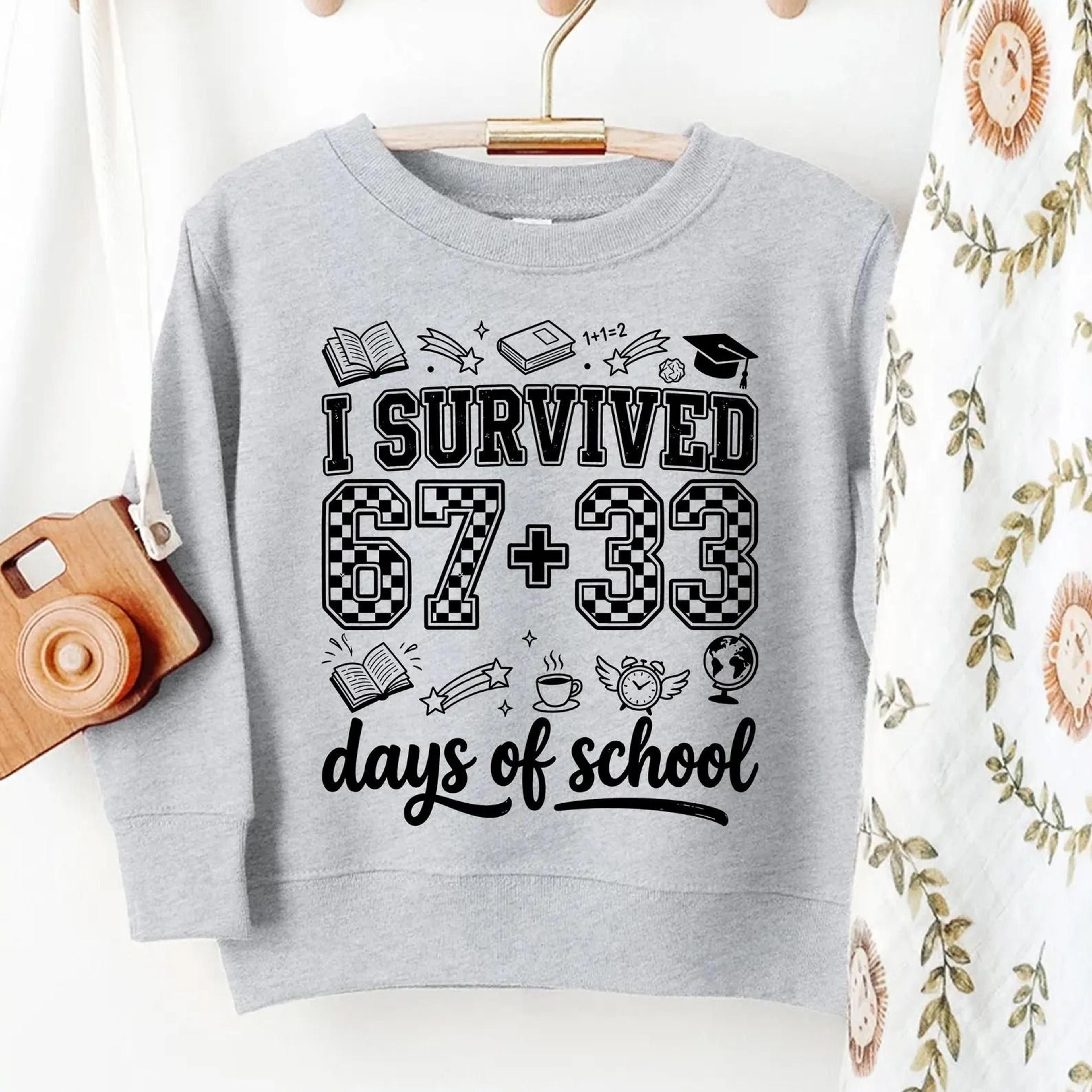 i survived 67 plus 33 days of school shirt, 100th day of school sweatshirt, funny teacher shirt, kids school celebration