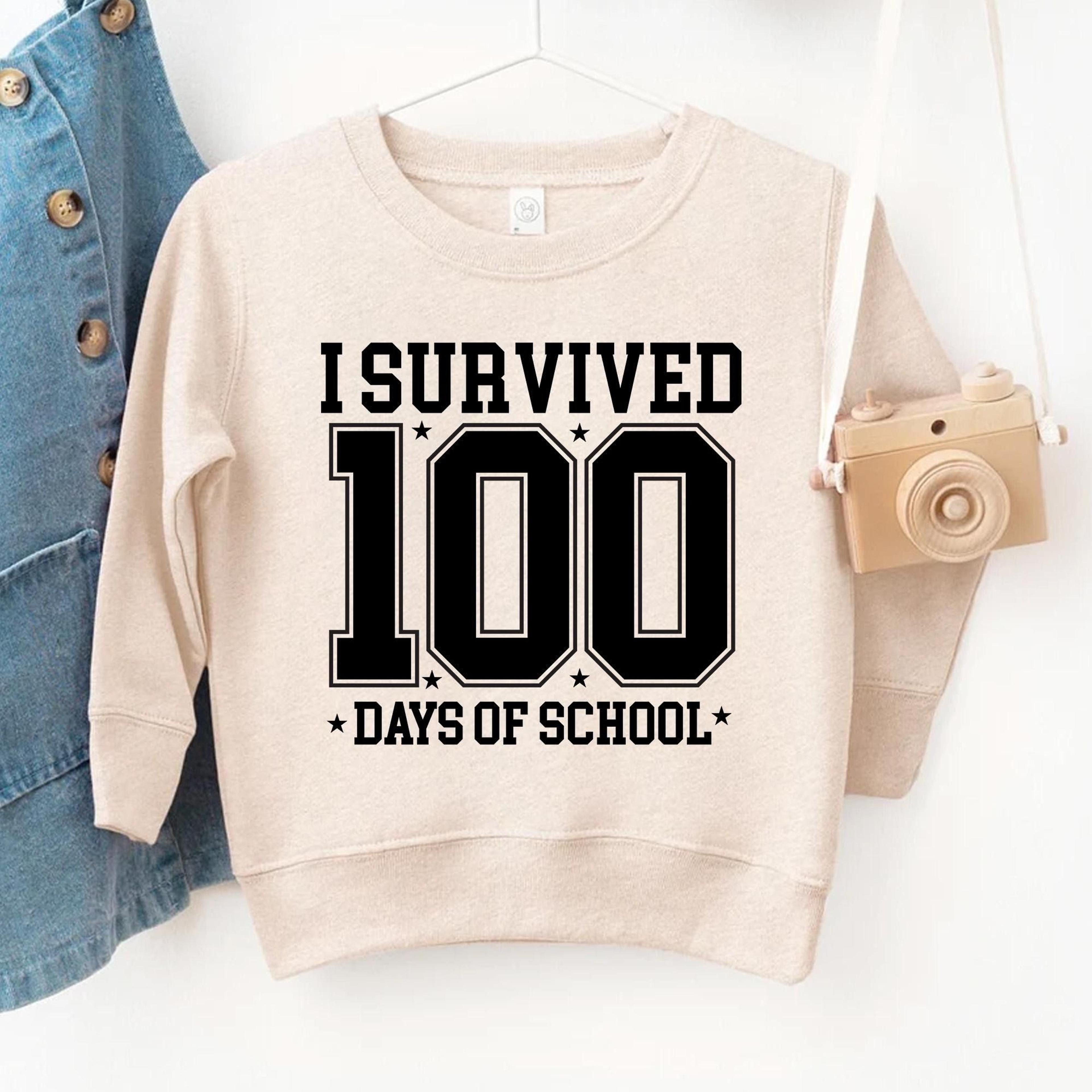 i survived 100 days of school shirt, 100th day of school sweatshirt, kids school celebration tee, funny student outfit