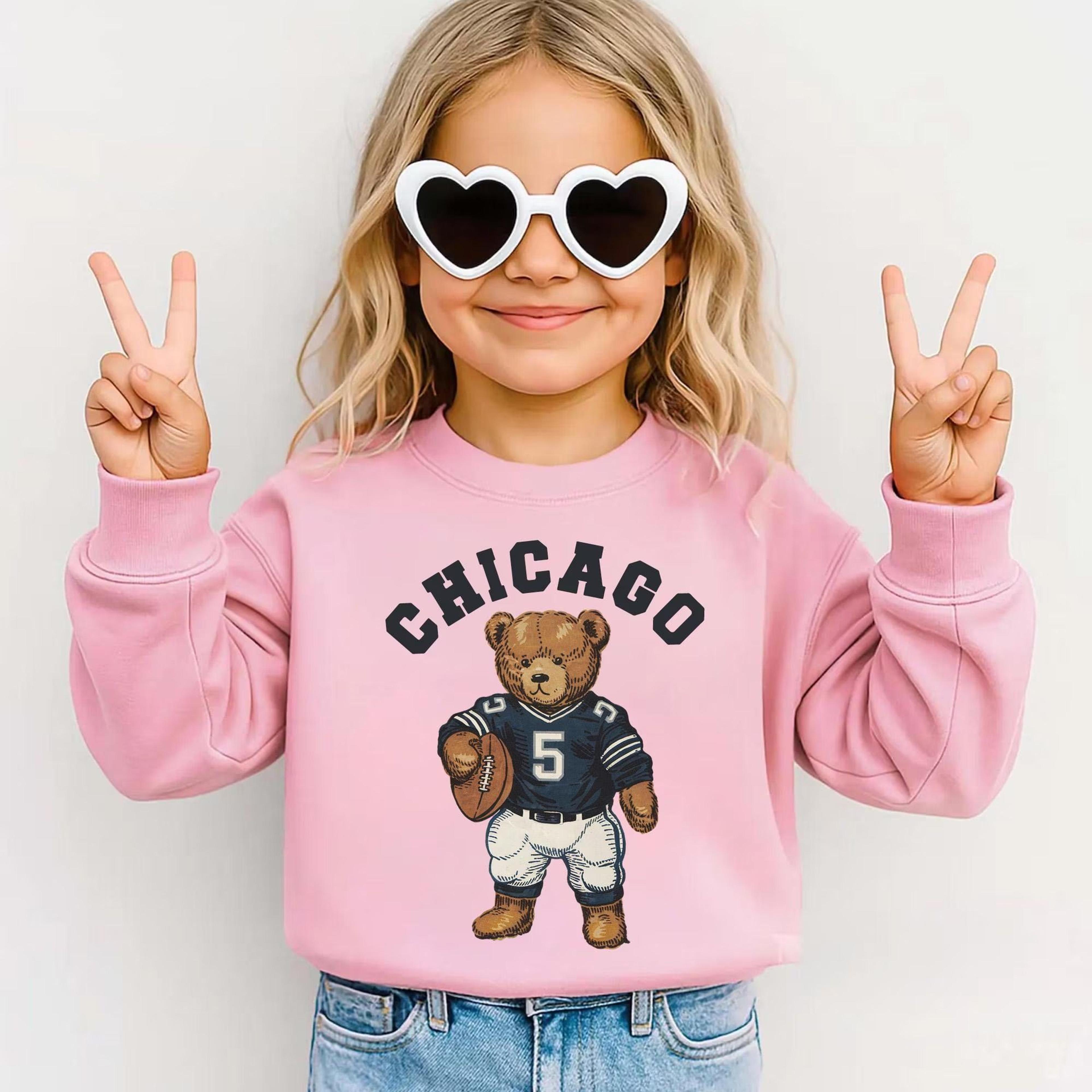 chicago football teddy bear shirt, kids chicago game day sweatshirt, cute sports bear tee, football fan toddler outfit
