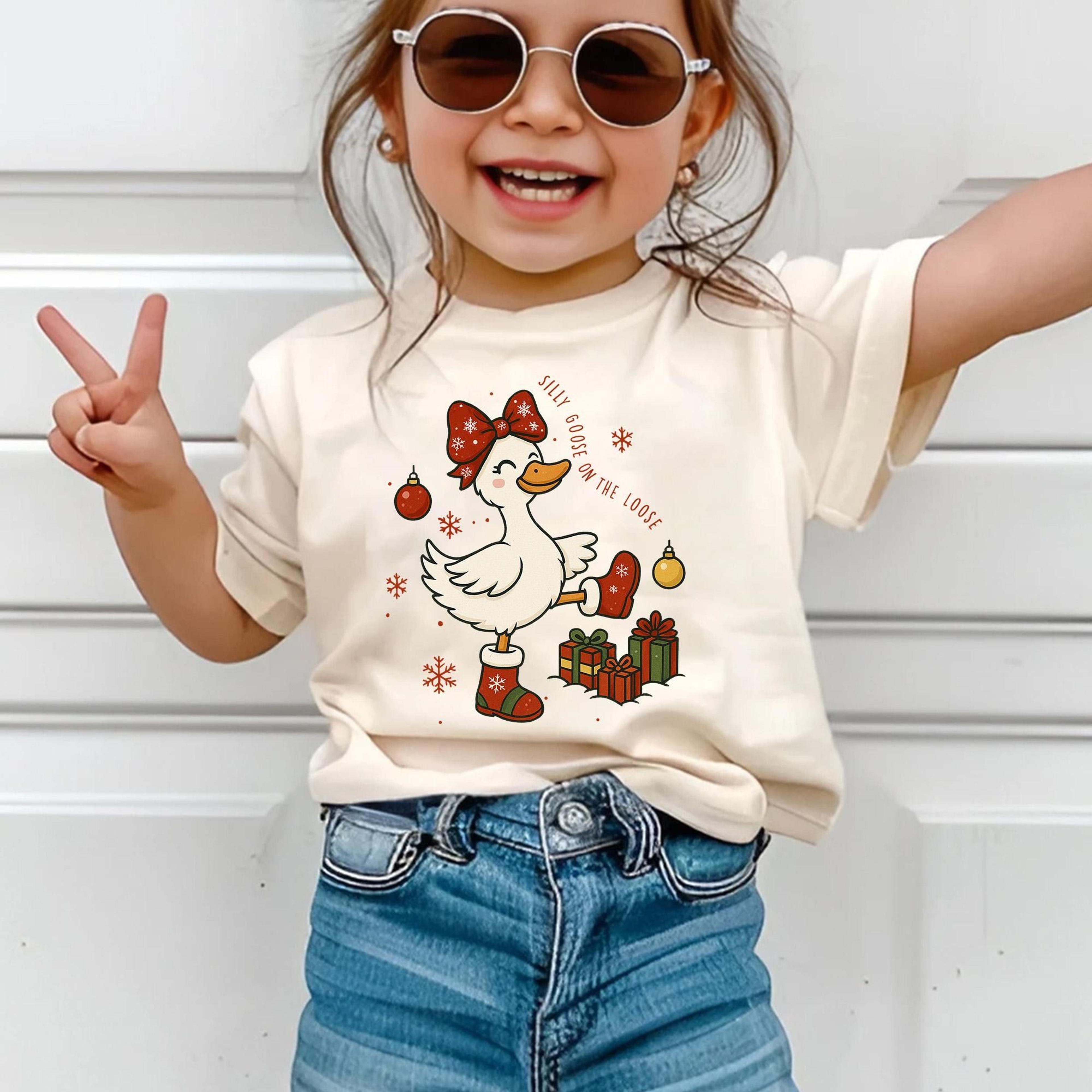 silly goose on the loose christmas shirt, funny christmas goose tee, toddler holiday shirt, cute goose christmas outfit