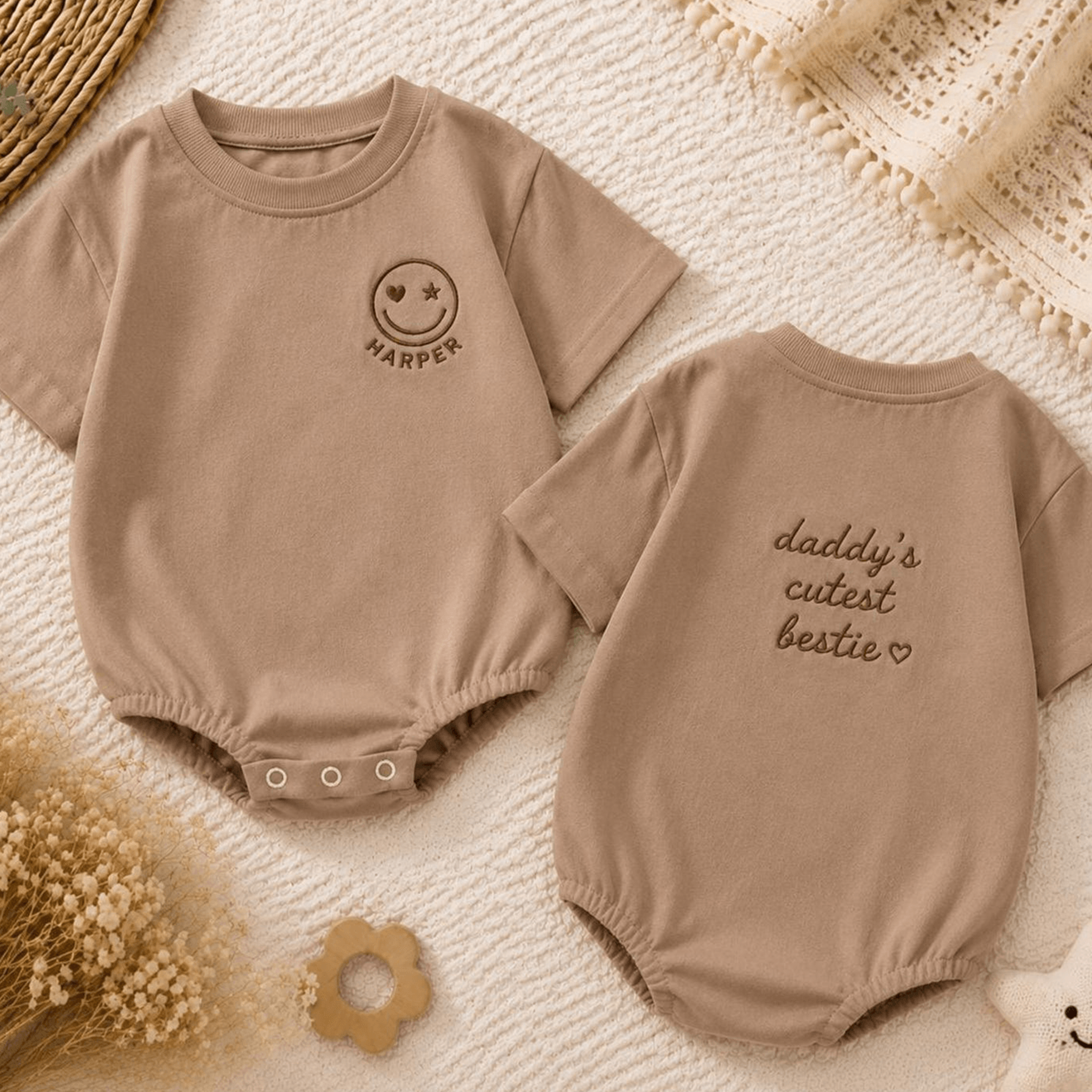 daddy's girl embroidered baby romper, father's day baby girl outfit, daddy daughter gift, newborn bodysuit