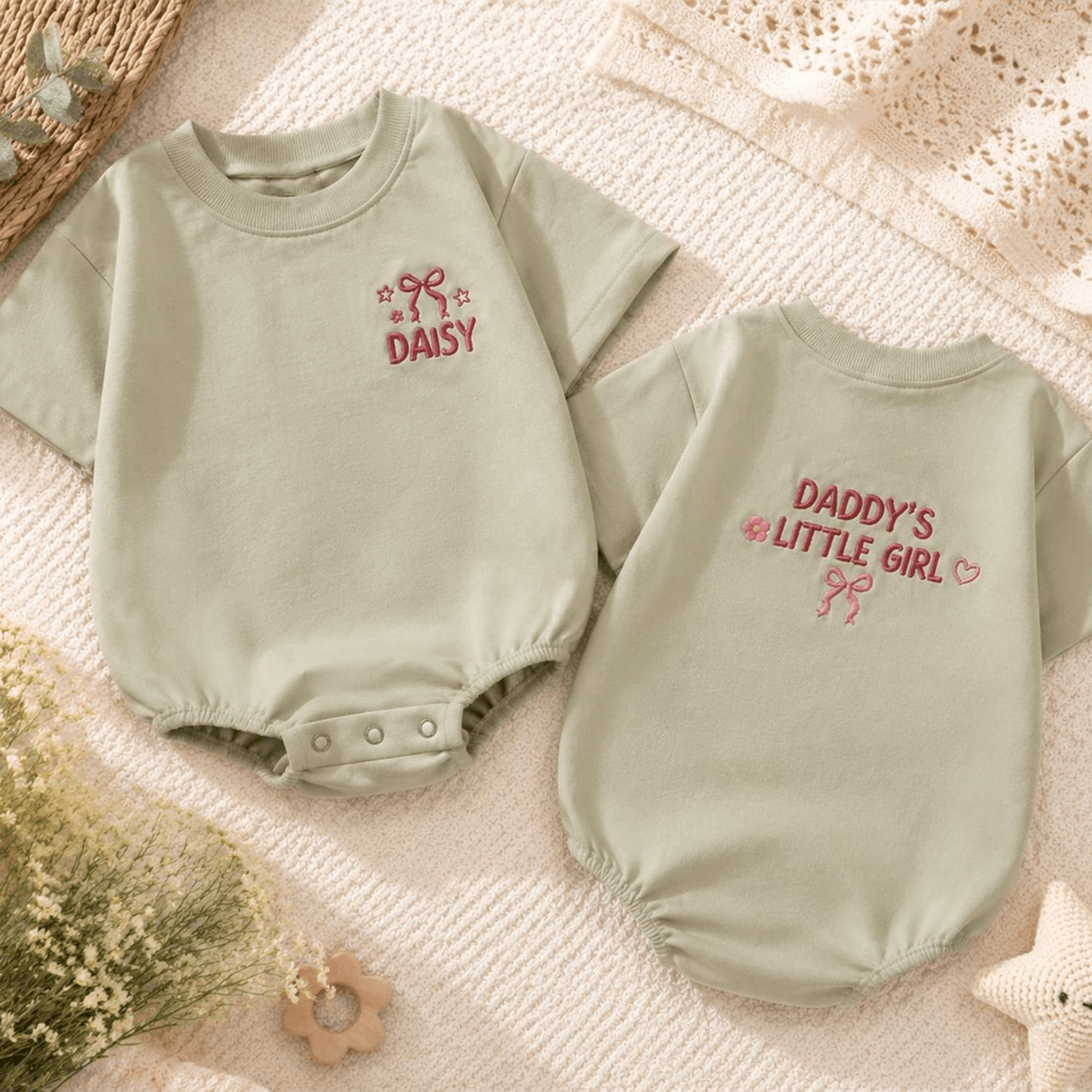 dad's best bud baby romper, first father's day baby outfit, embroidered newborn onesie, dad and baby gift