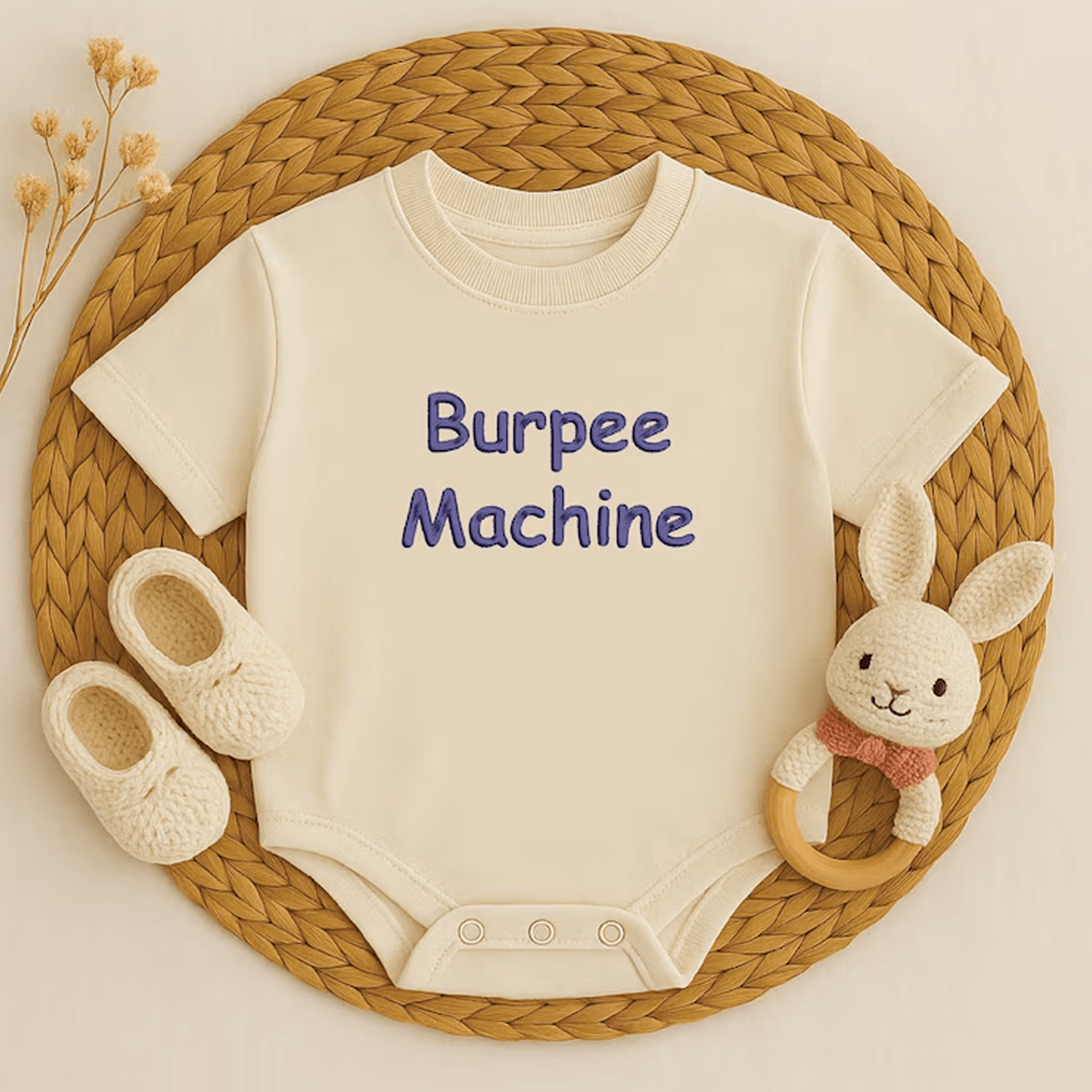 burpee machine baby bodysuit, funny fitness baby romper, gym baby outfit, newborn onesie, baby shower gift