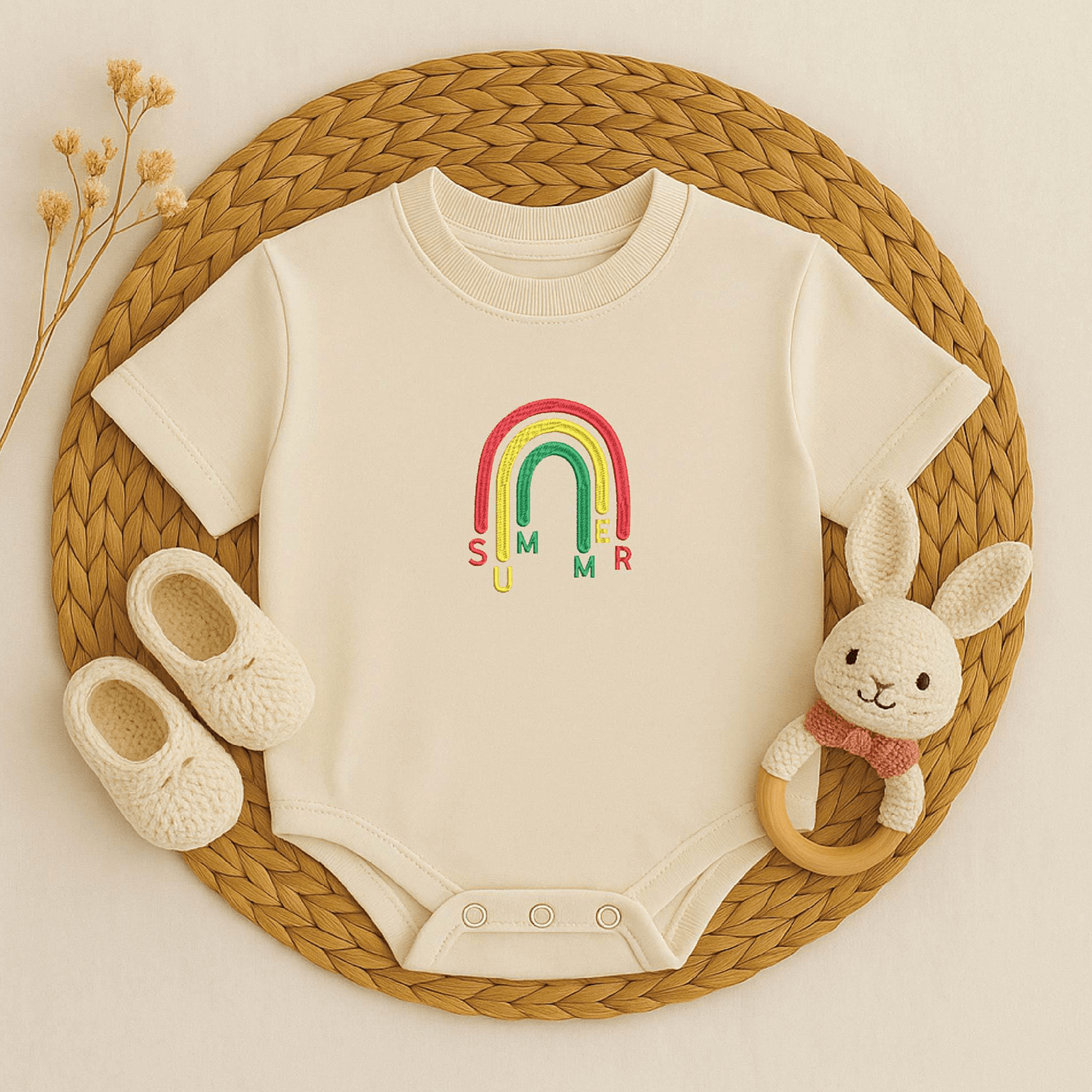 personalized rainbow baby bodysuit, custom name embroidered baby romper, newborn outfit, baby shower gift