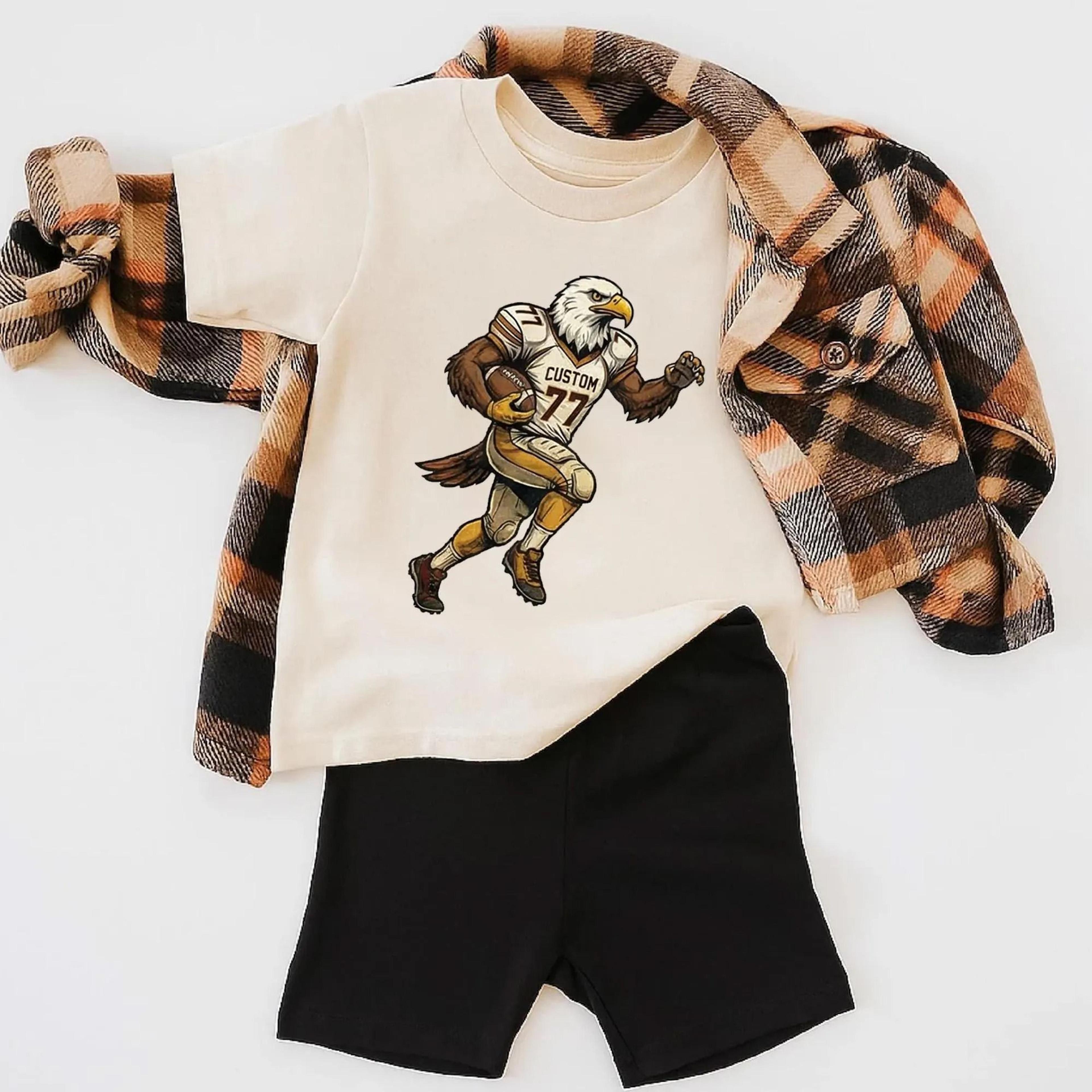 personalized eagle football shirt, custom kids football tee, toddler sports shirt, eagle mascot outfit, game day gift