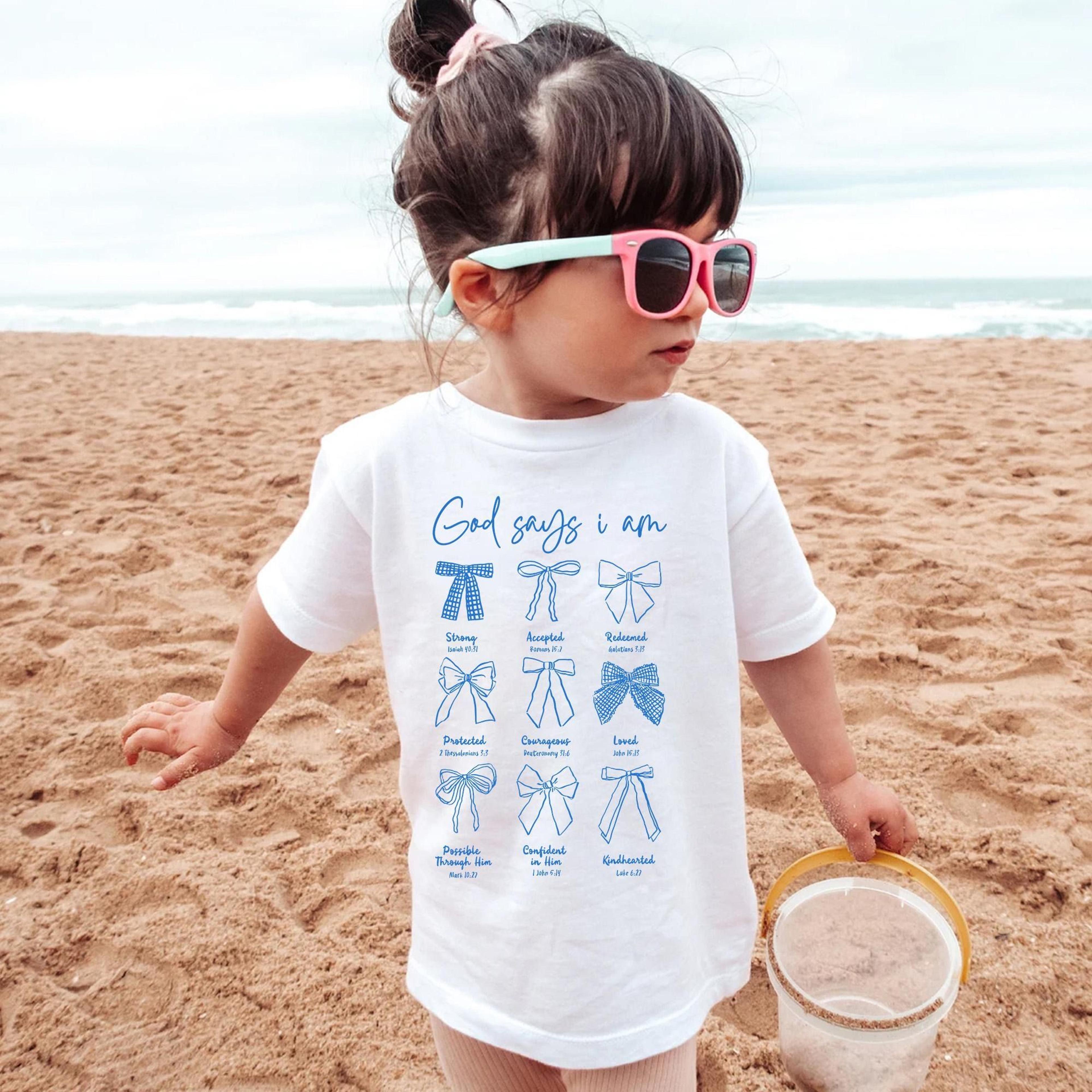 god says i am shirt, christian girls bow tee, faith based kids shirt, bible verse toddler shirt