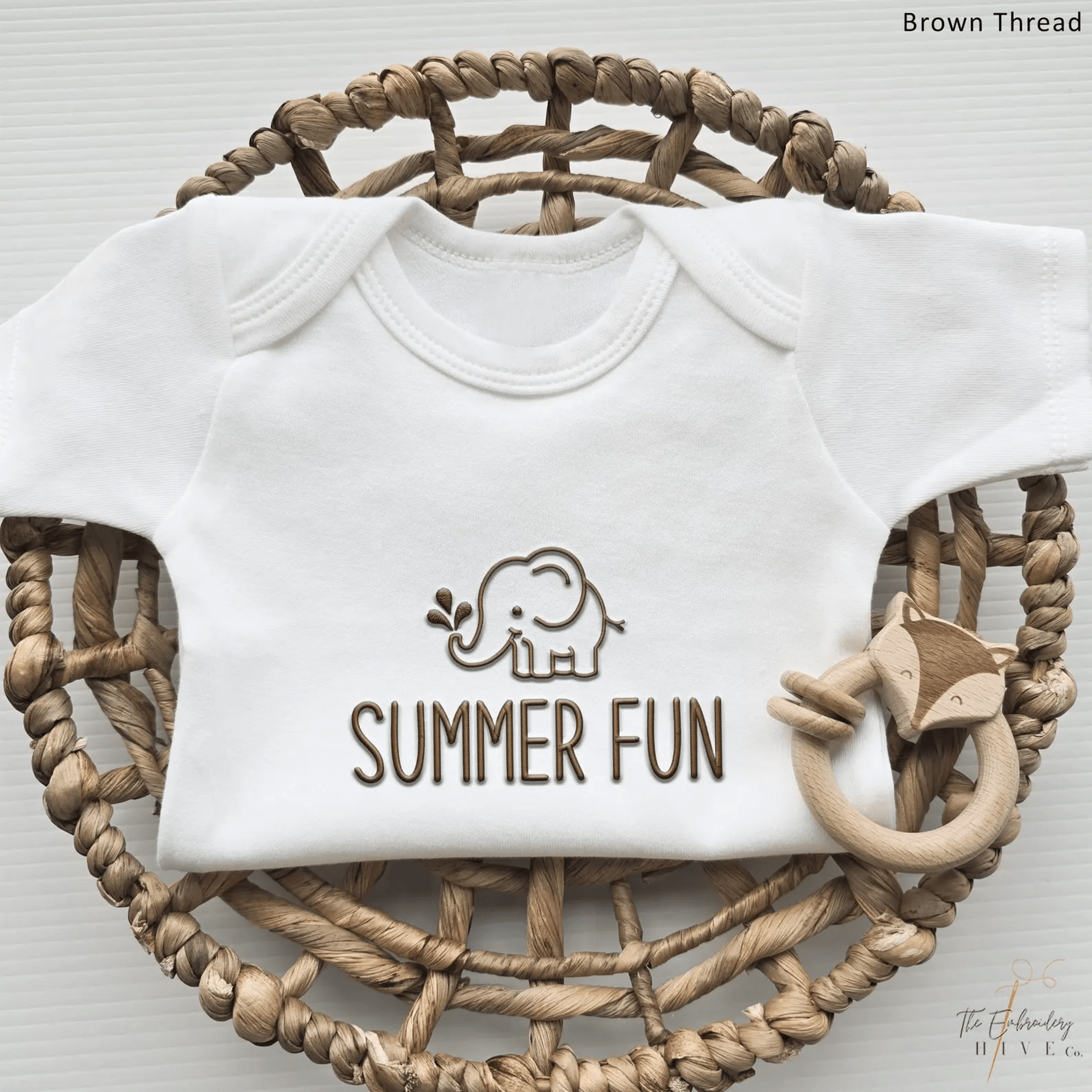 summer fun elephant embroidery short sleeves romper, baby summer outfit, cute elephant bodysuit, infant gift