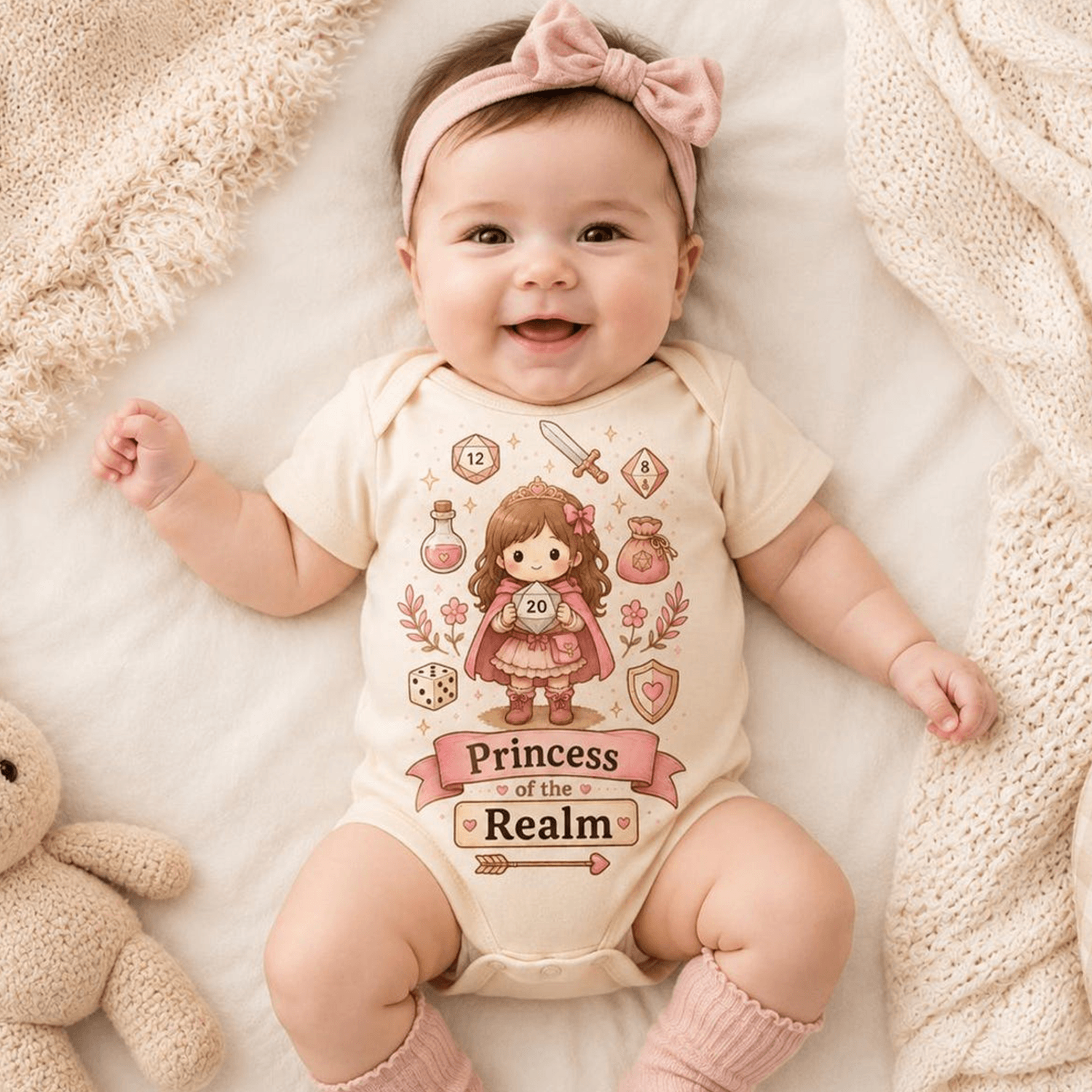 princess baby bodysuit, fantasy rpg baby onesie, fairytale baby outfit, cute newborn gift, baby shower gift