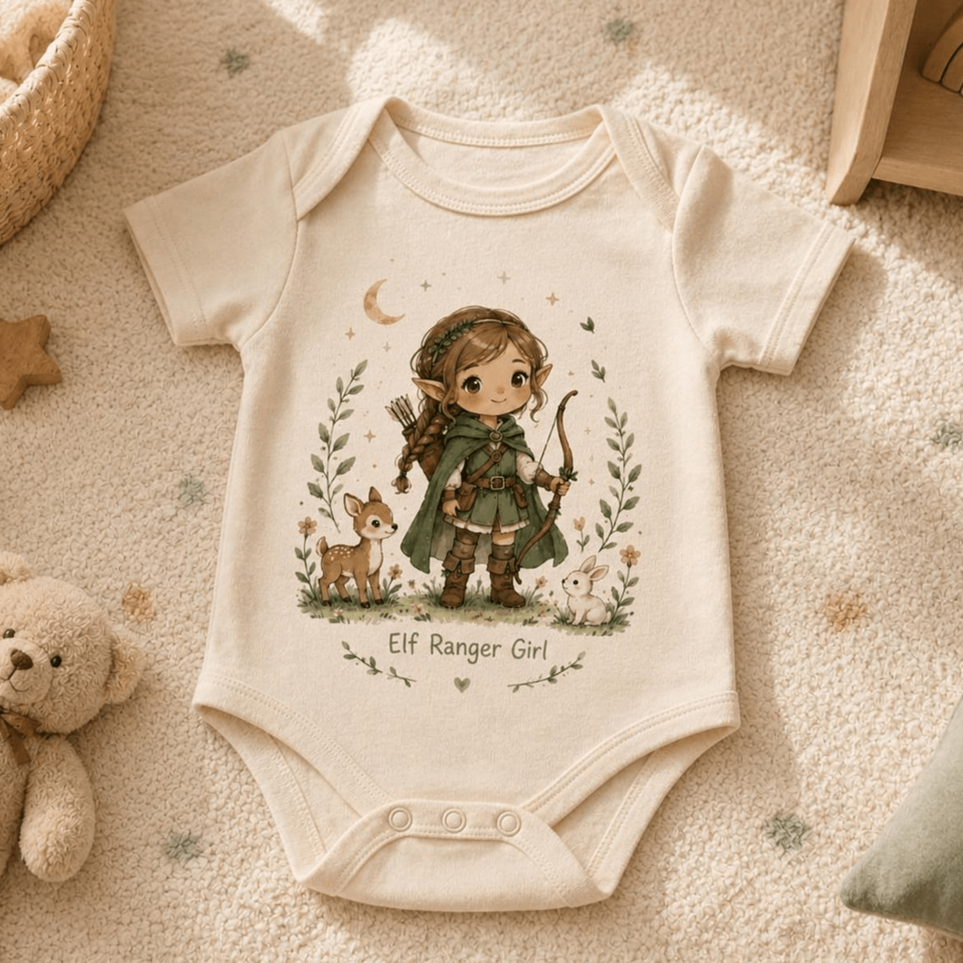 elf girl baby bodysuit fantasy rpg baby clothes cute elven infant outfit magical newborn romper baby shower gift