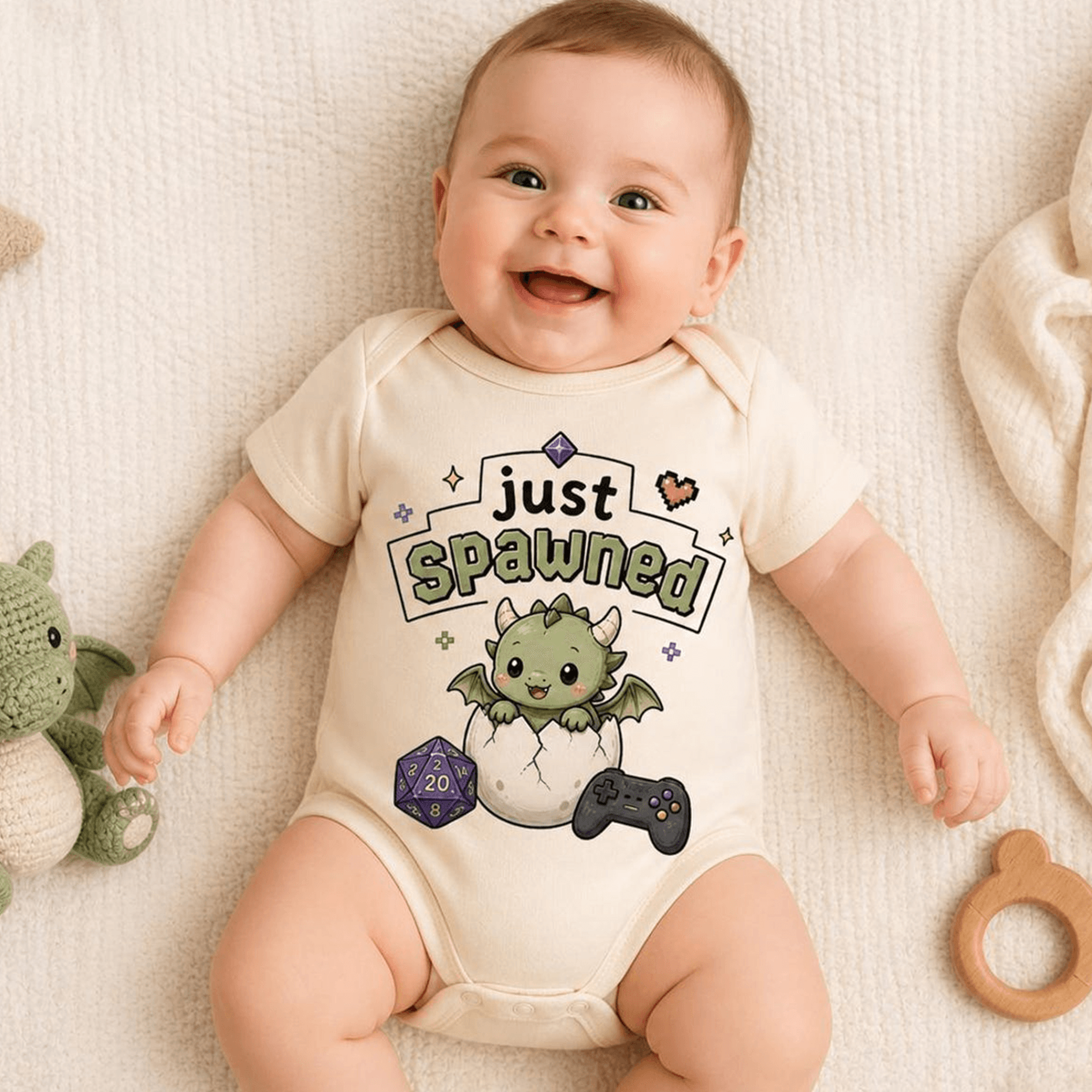 just spawned baby bodysuit gamer baby clothes funny gaming infant outfit newborn romper baby shower gift gaming baby