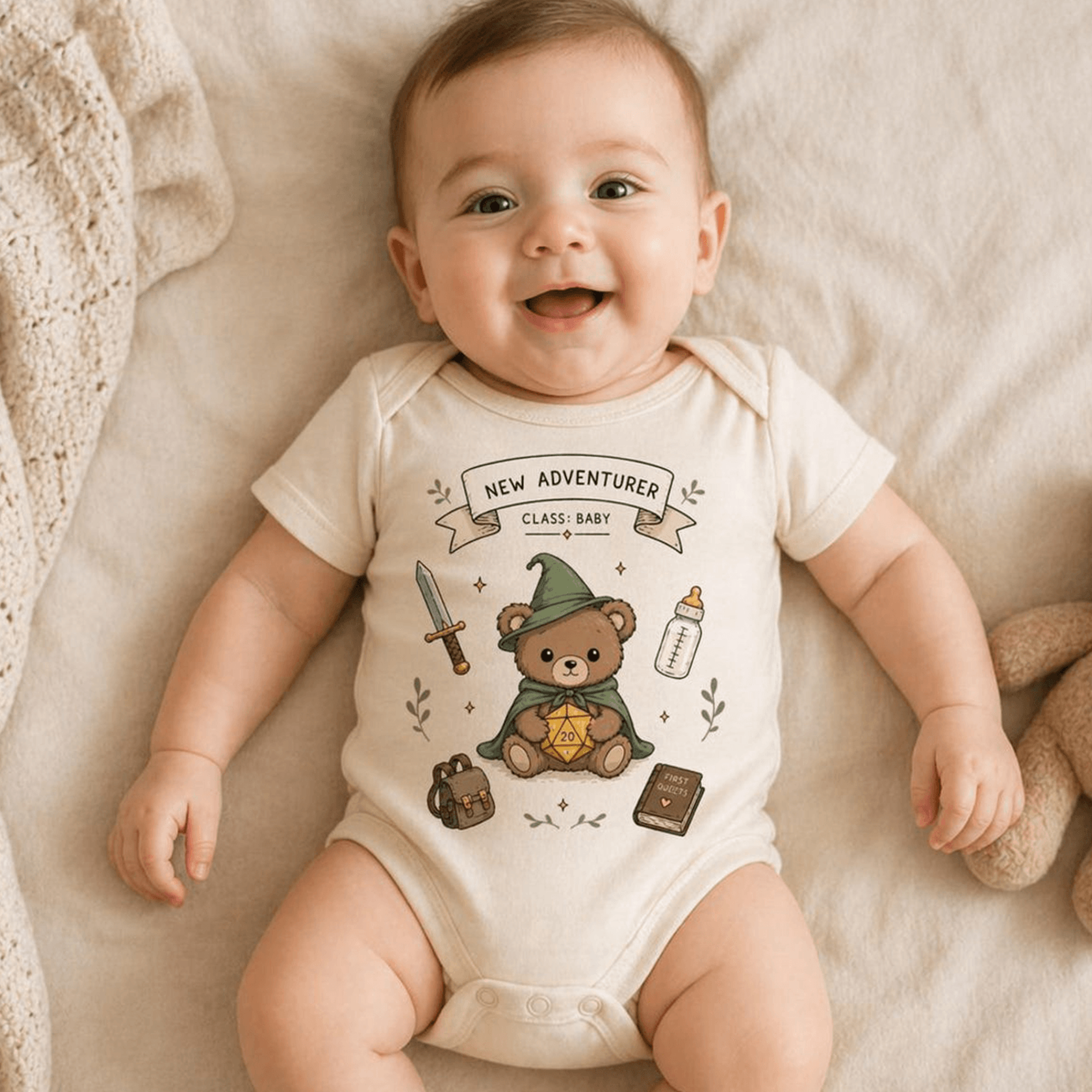 new adventurer baby bodysuit dnd baby clothes fantasy rpg infant outfit gamer newborn romper baby shower gift