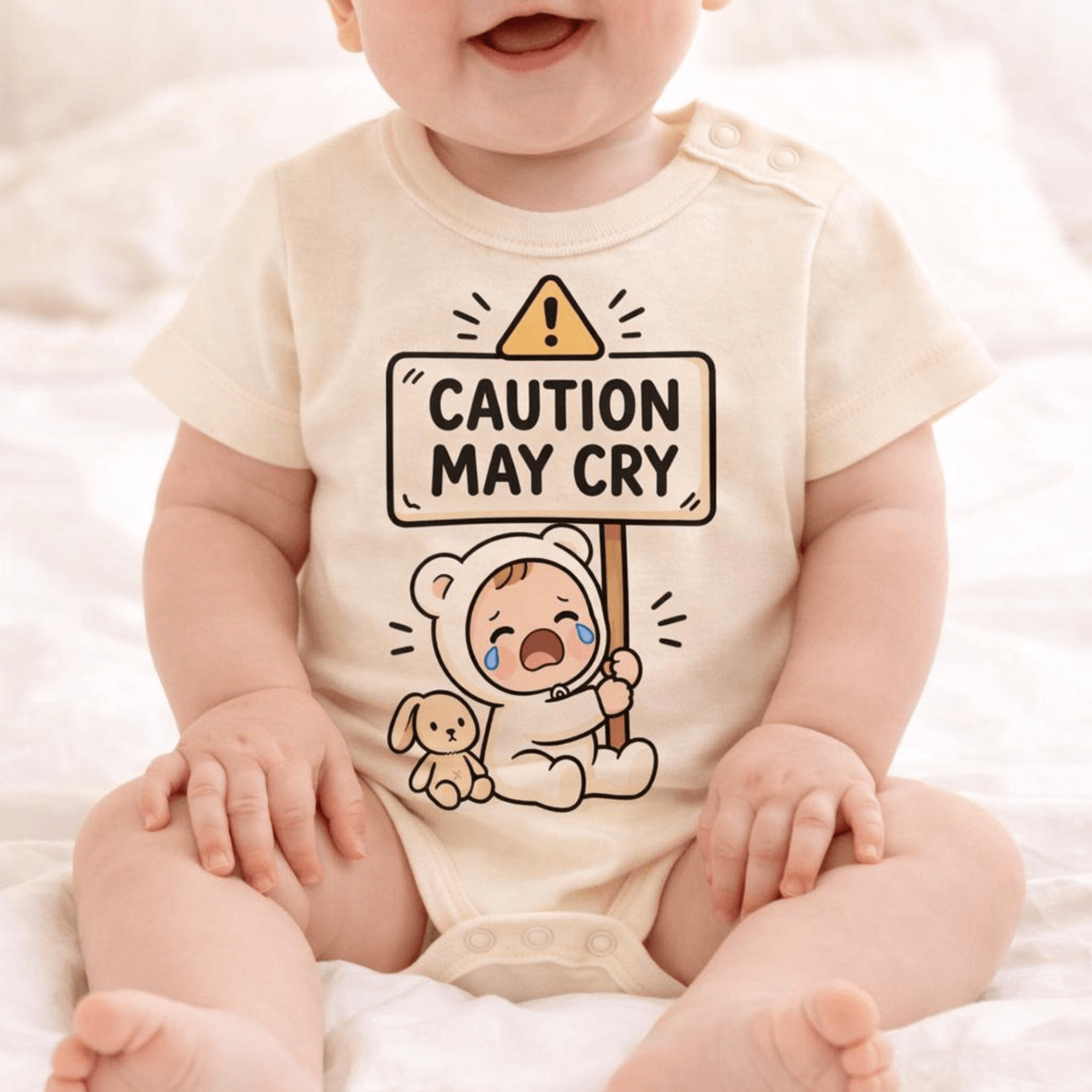 caution may cry baby bodysuit funny baby clothes cute infant outfit newborn romper baby shower gift gender neutral baby