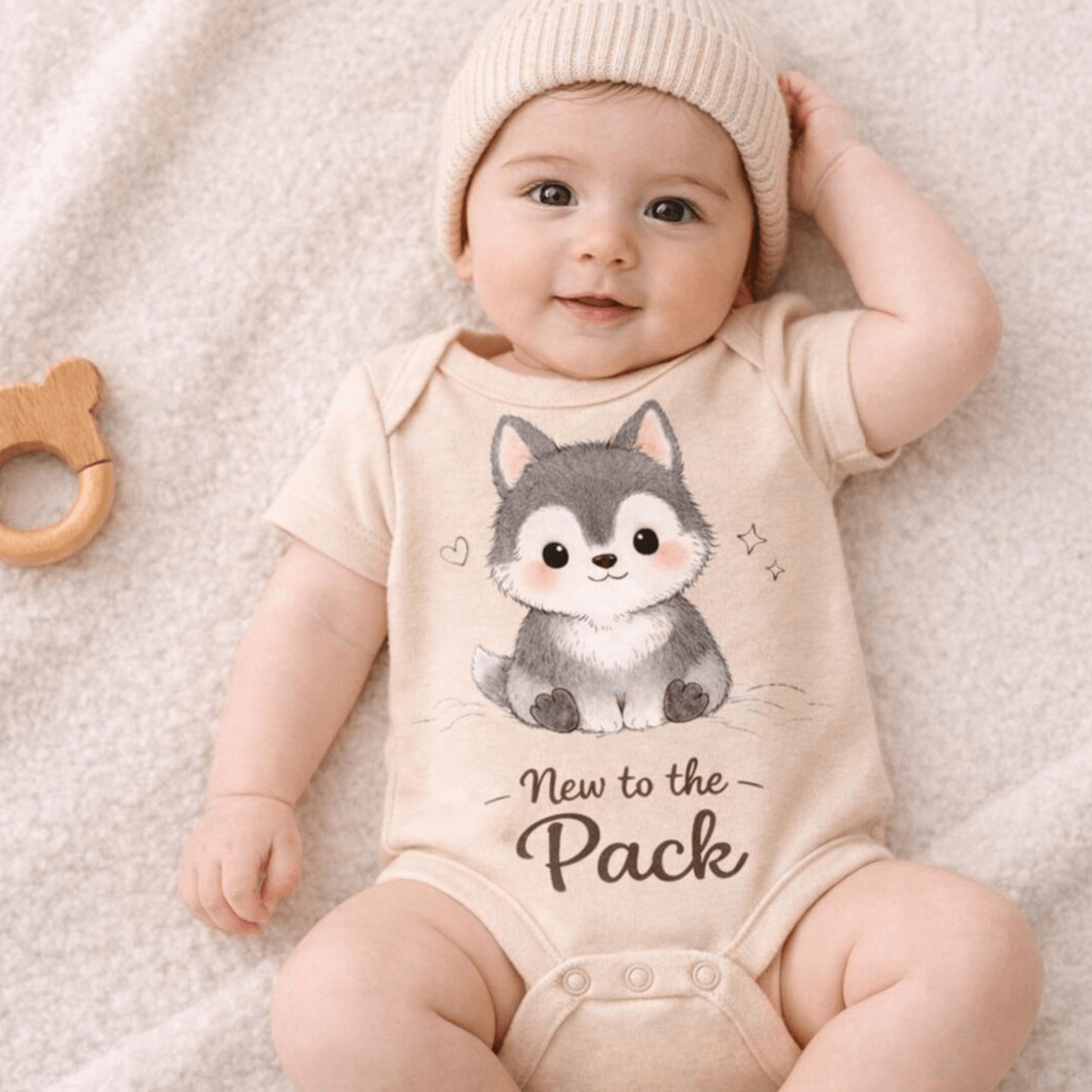 new to the pack baby bodysuit wolf baby clothes cute woodland infant outfit newborn romper baby shower gift
