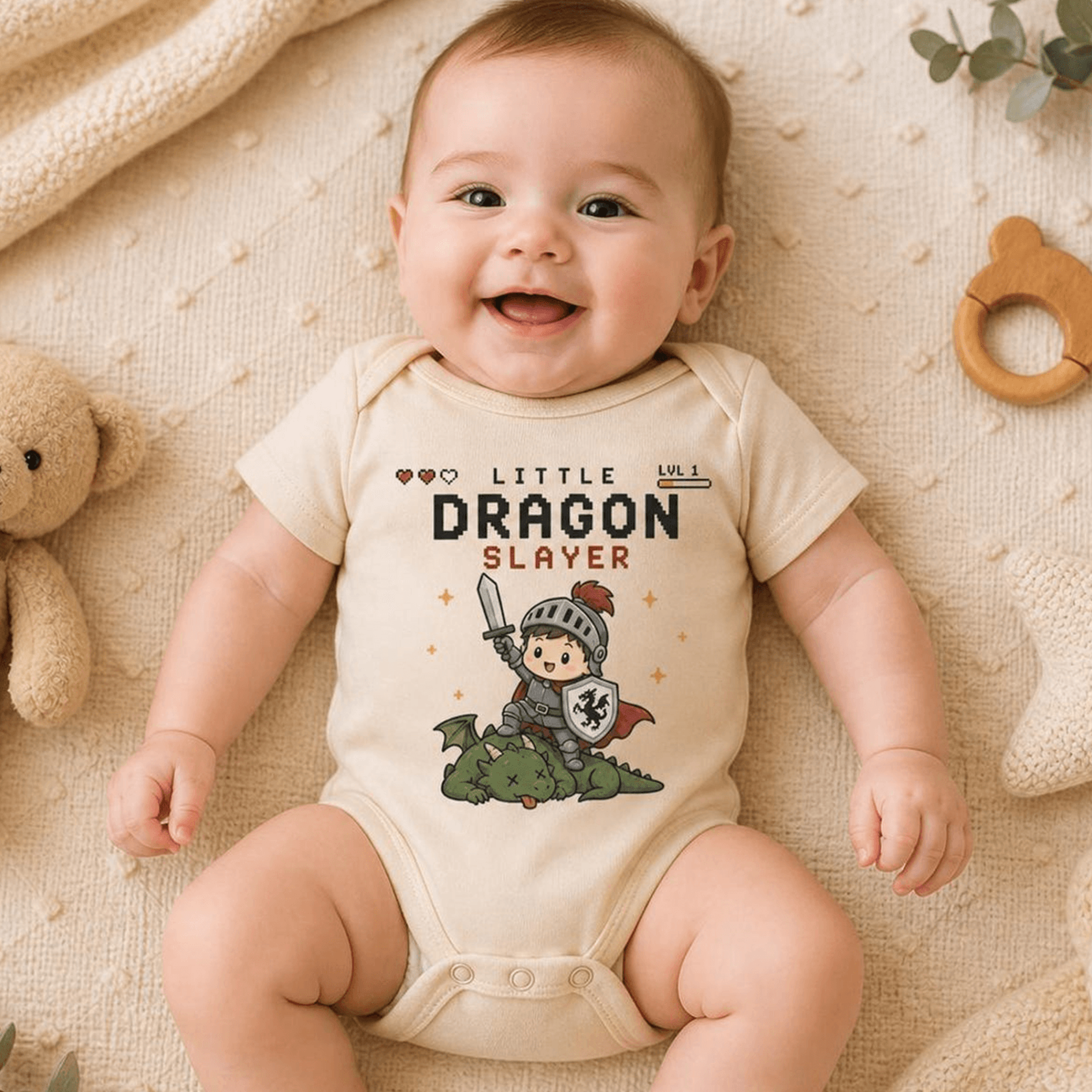 little dragon slayer baby bodysuit fantasy rpg baby clothes gamer infant outfit newborn romper baby shower gift
