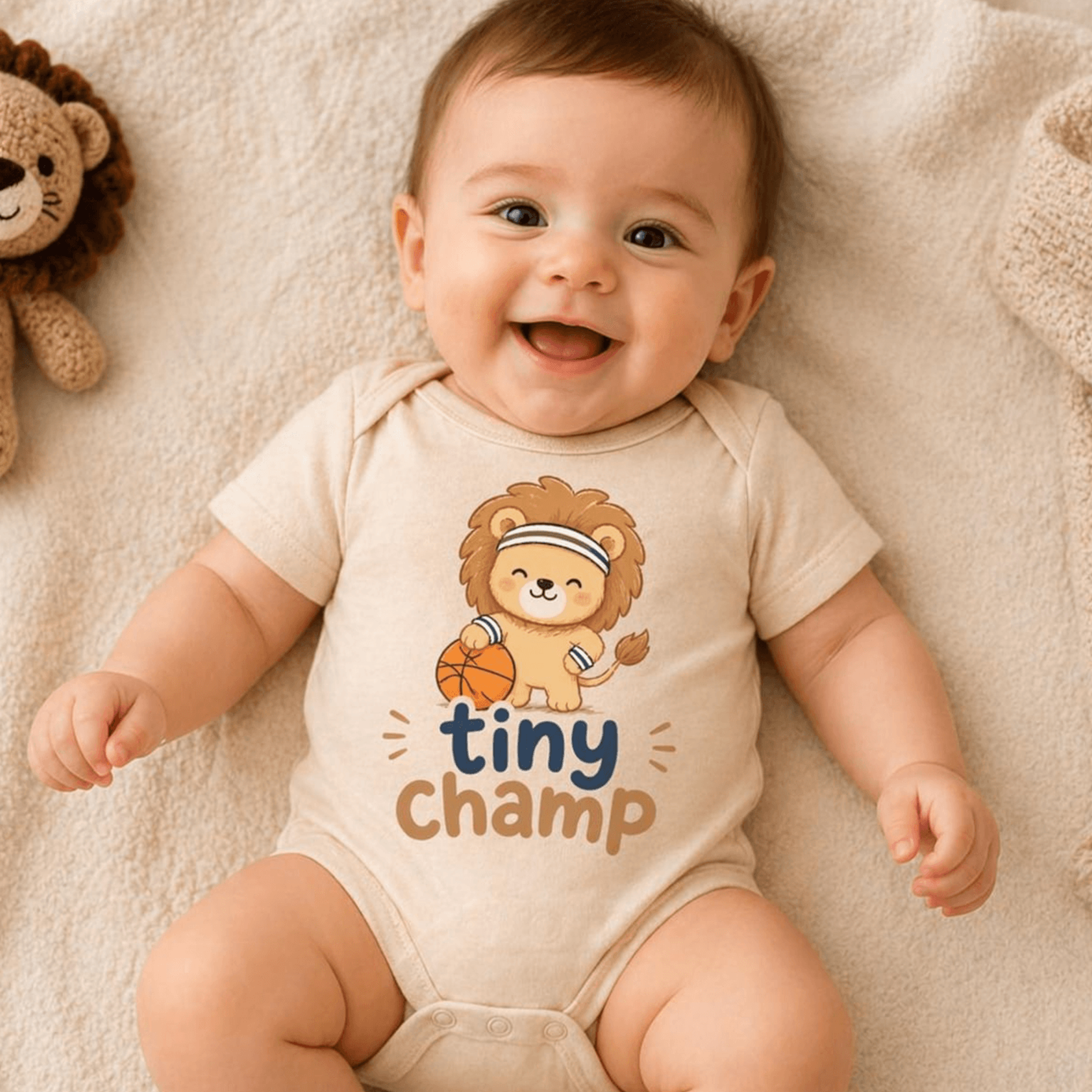 tiny champ baby bodysuit cute lion baby clothes safari infant outfit newborn romper baby shower gift jungle baby