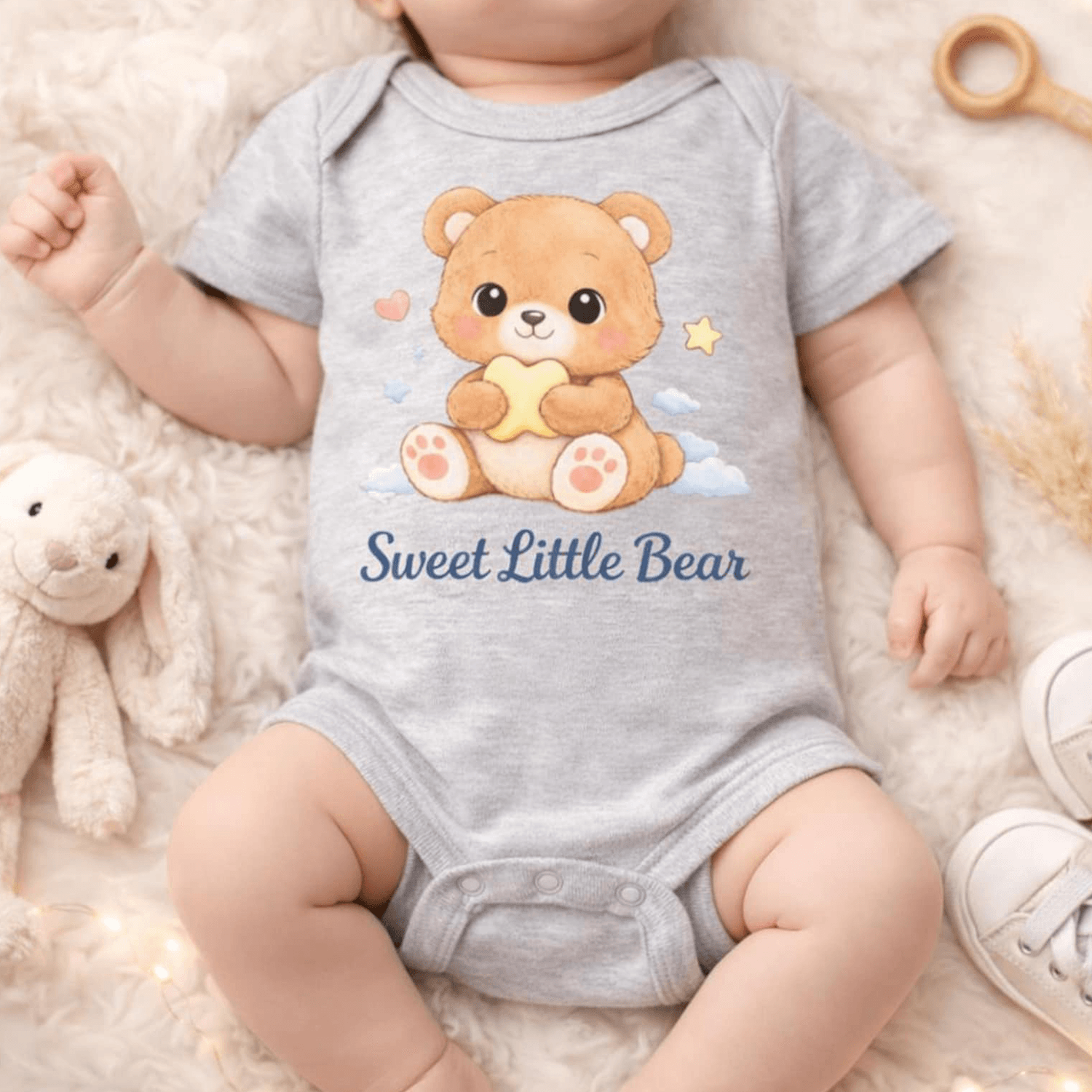 baby bear onesie, sweet little bear baby bodysuit, cute bear baby outfit, gender neutral newborn gift, baby shower gift