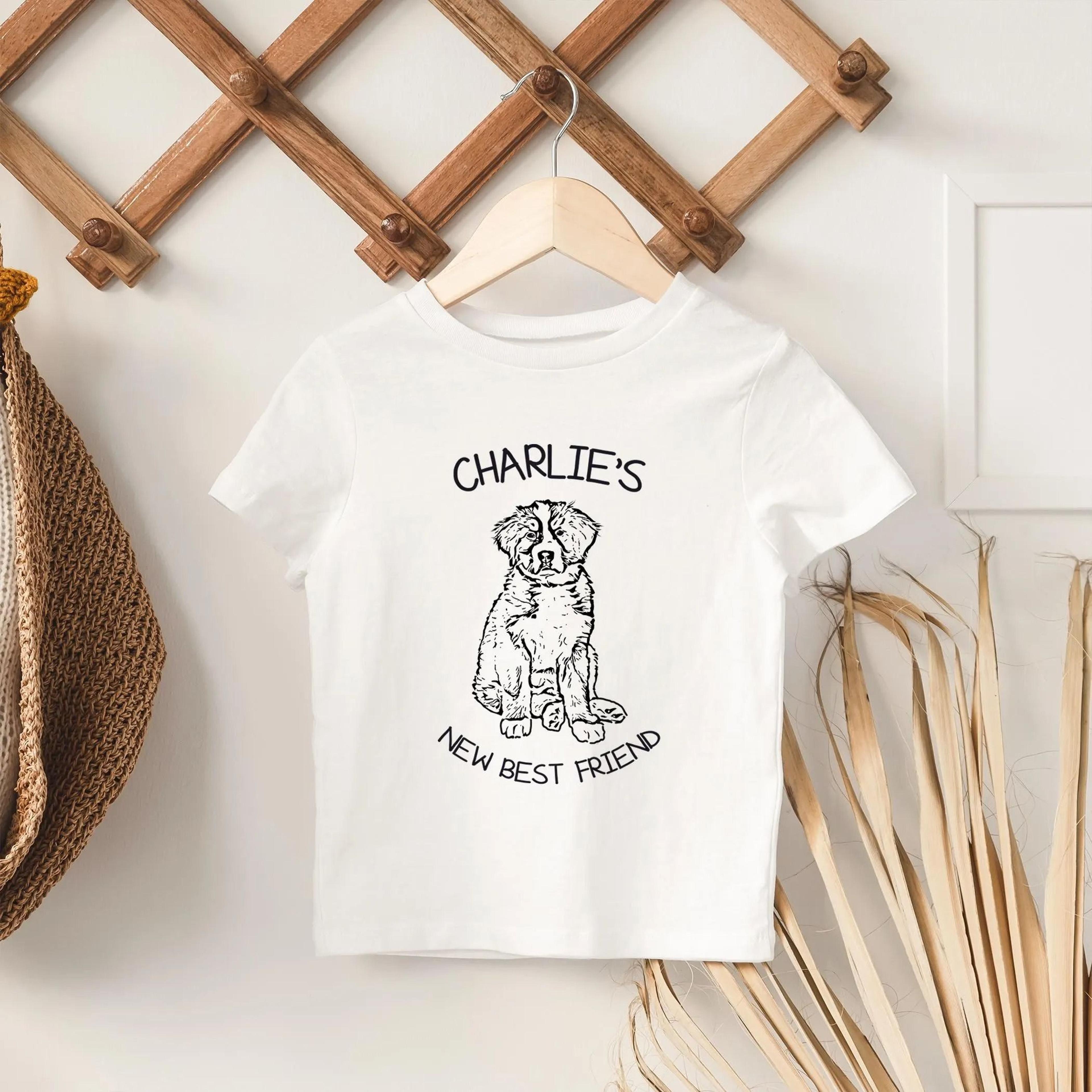 custom dog best friend shirt, kids puppy tee, personalized pet lover gift, new puppy announcement shirt, custom name tee