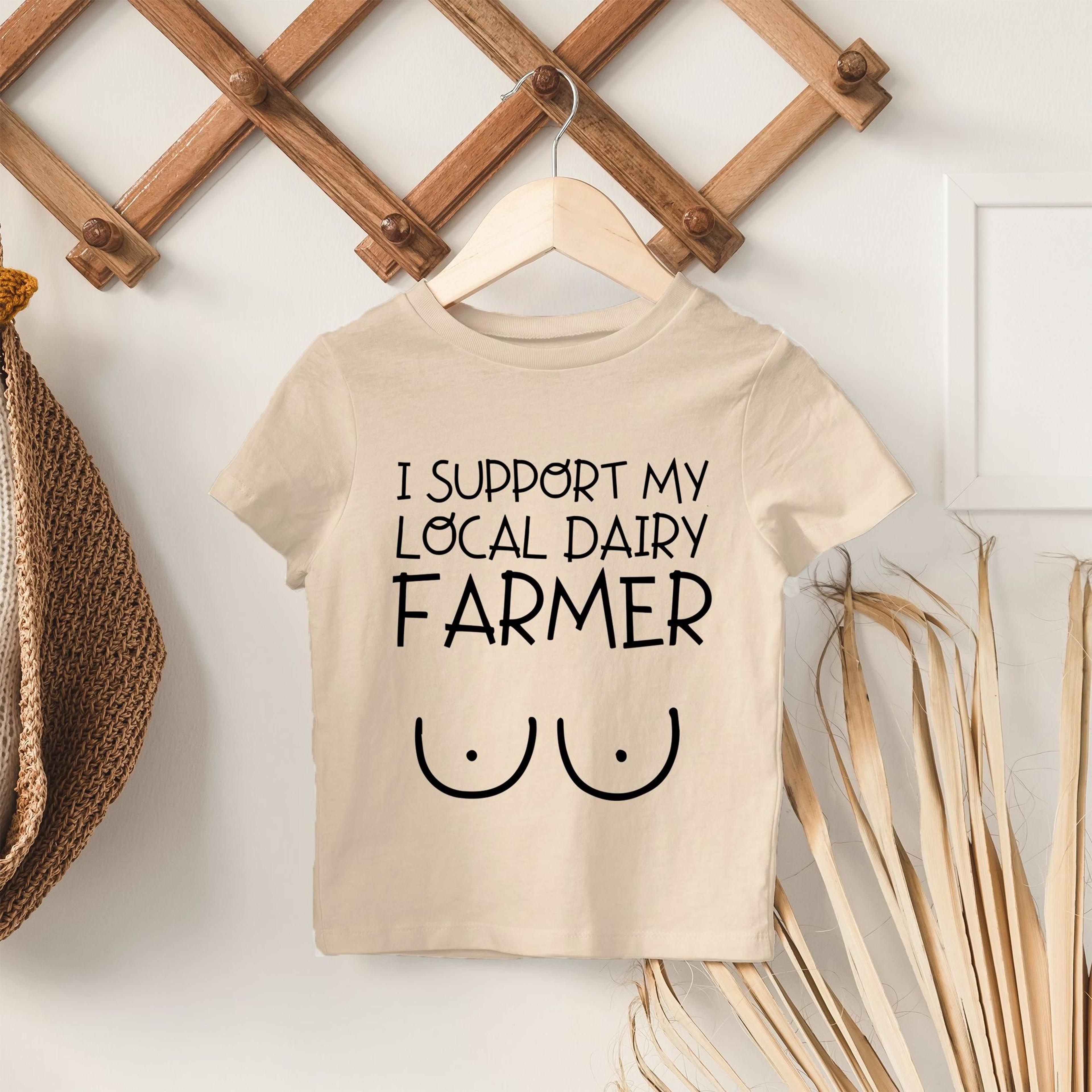 i support my local dairy farmer toddler shirt, funny breastfed baby tee, breastfeeding humor shirt, baby shower gift