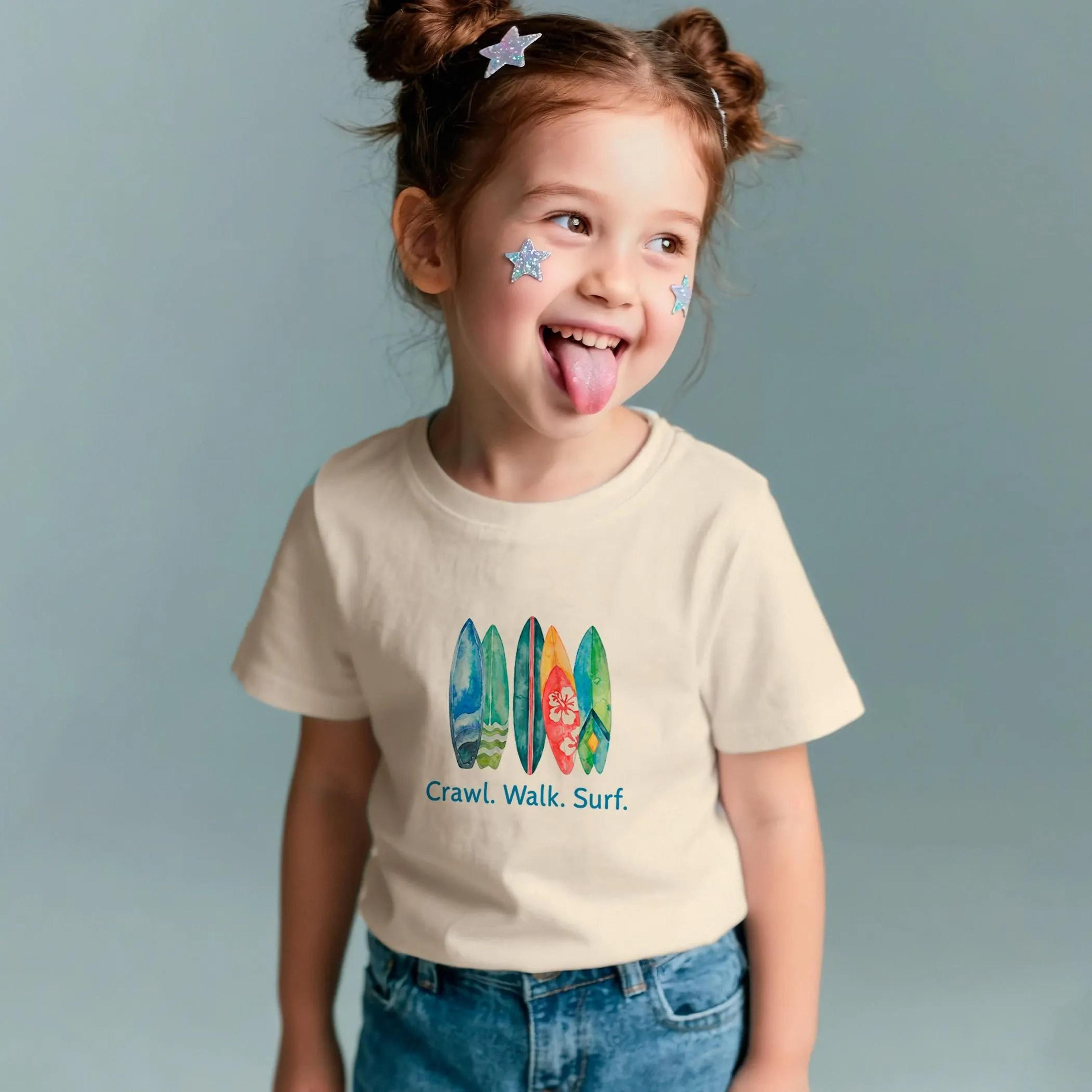 crawl walk surf toddler shirt, surf kid tee, beach baby t-shirt, ocean lover gift, coastal kids clothing, surfer family