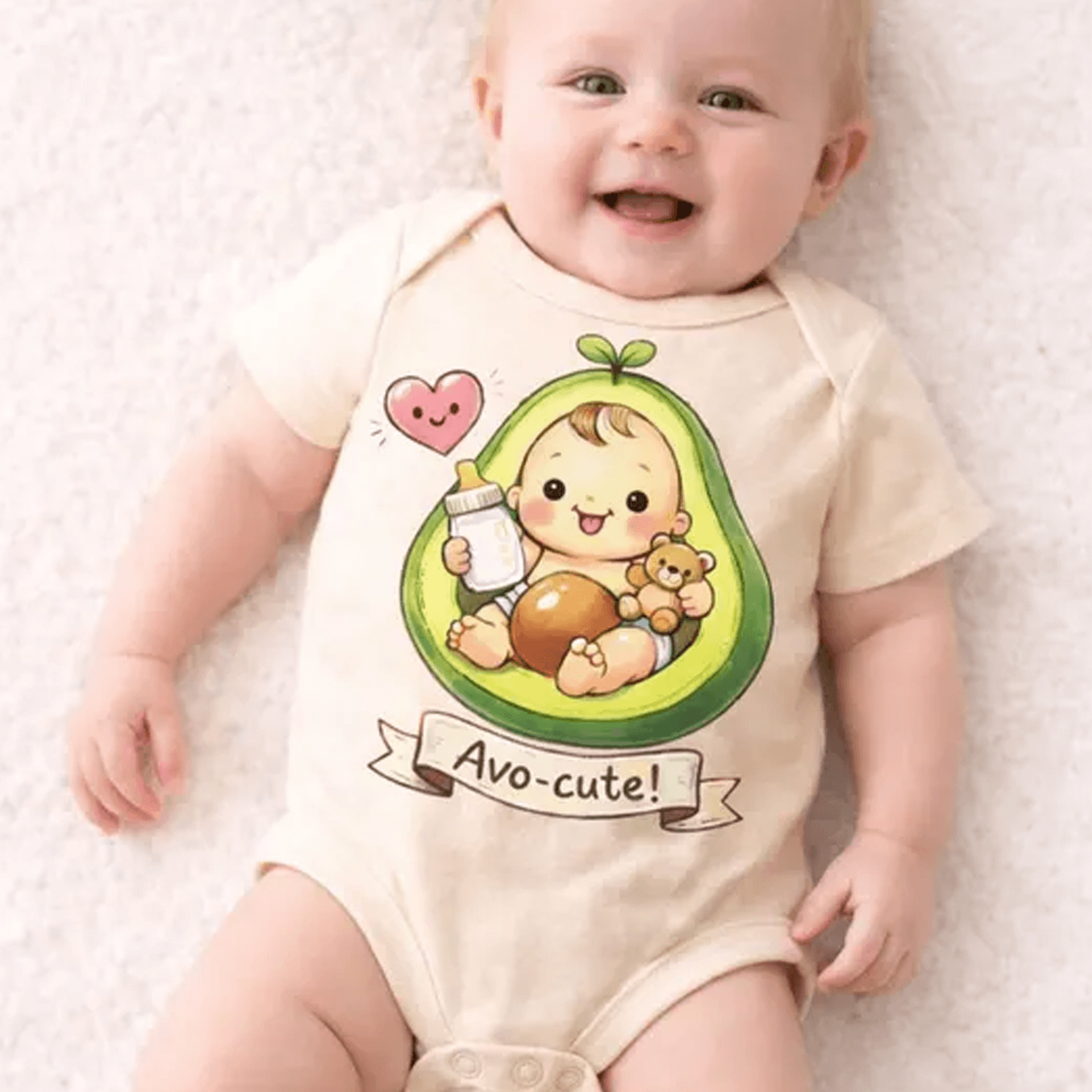 avo cute baby bodysuit, cute avocado baby onesie, funny food baby outfit, baby shower gift, unisex infant bodysuit