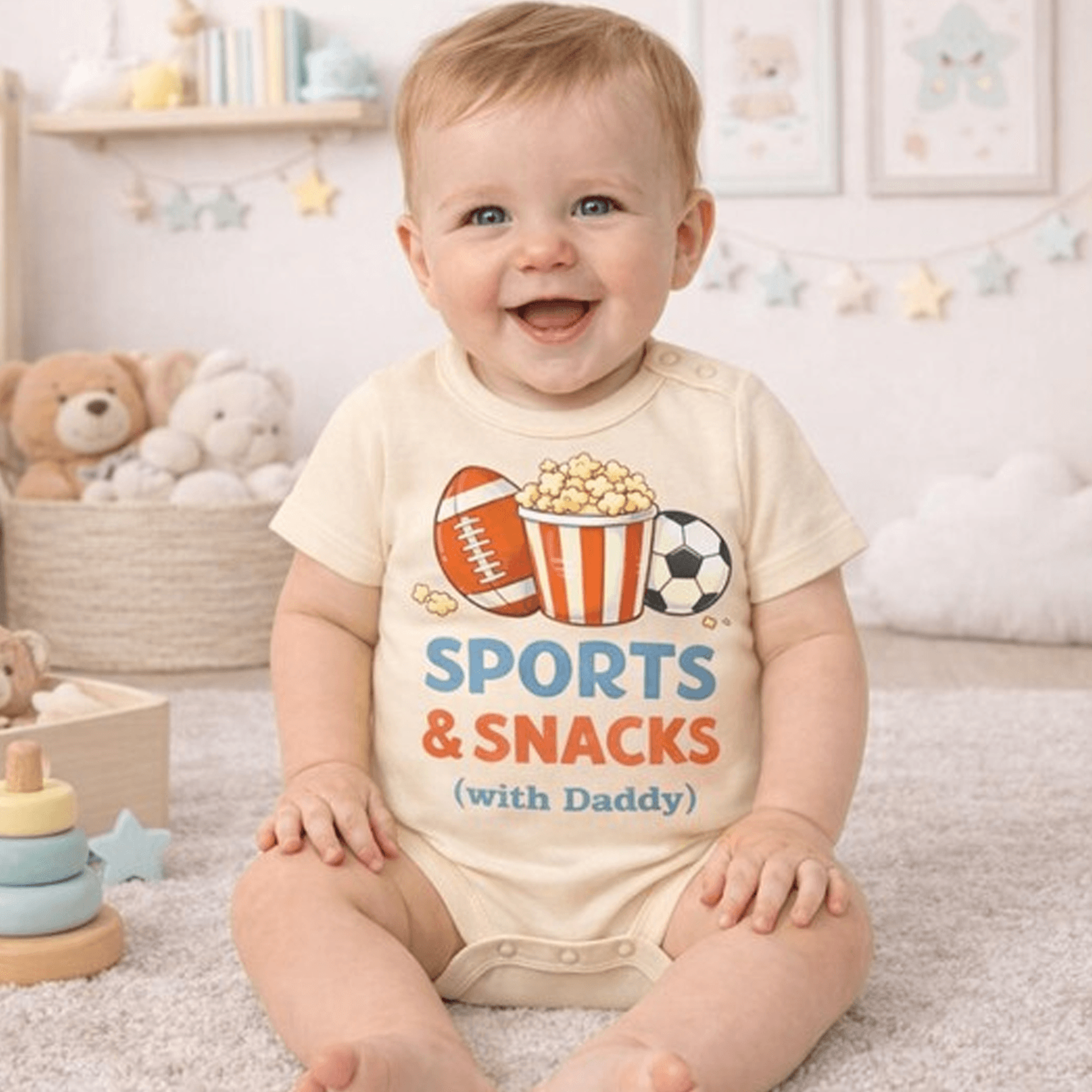 sports & snacks baby bodysuit, funny sports baby onesie, game day baby outfit, baby shower gift, unisex infant bodysuit