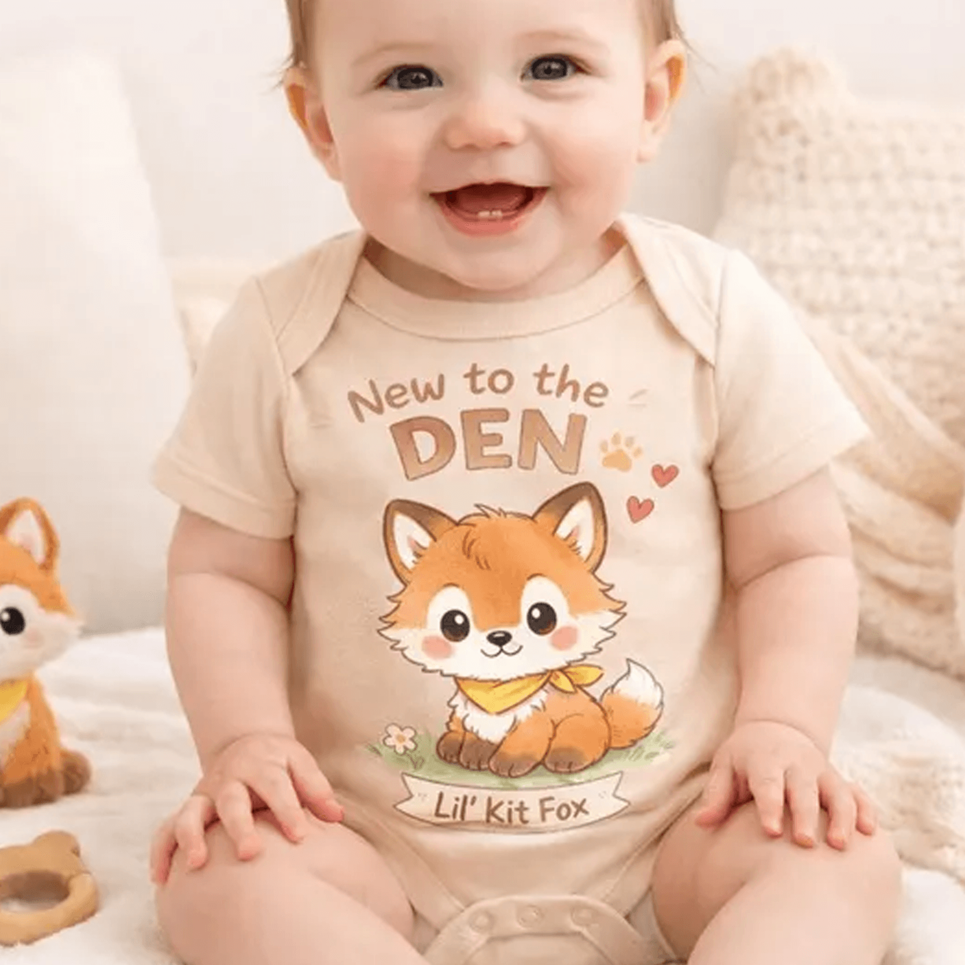 fox baby bodysuit, cute woodland baby onesie, forest animal baby outfit, baby shower gift, unisex infant bodysuit