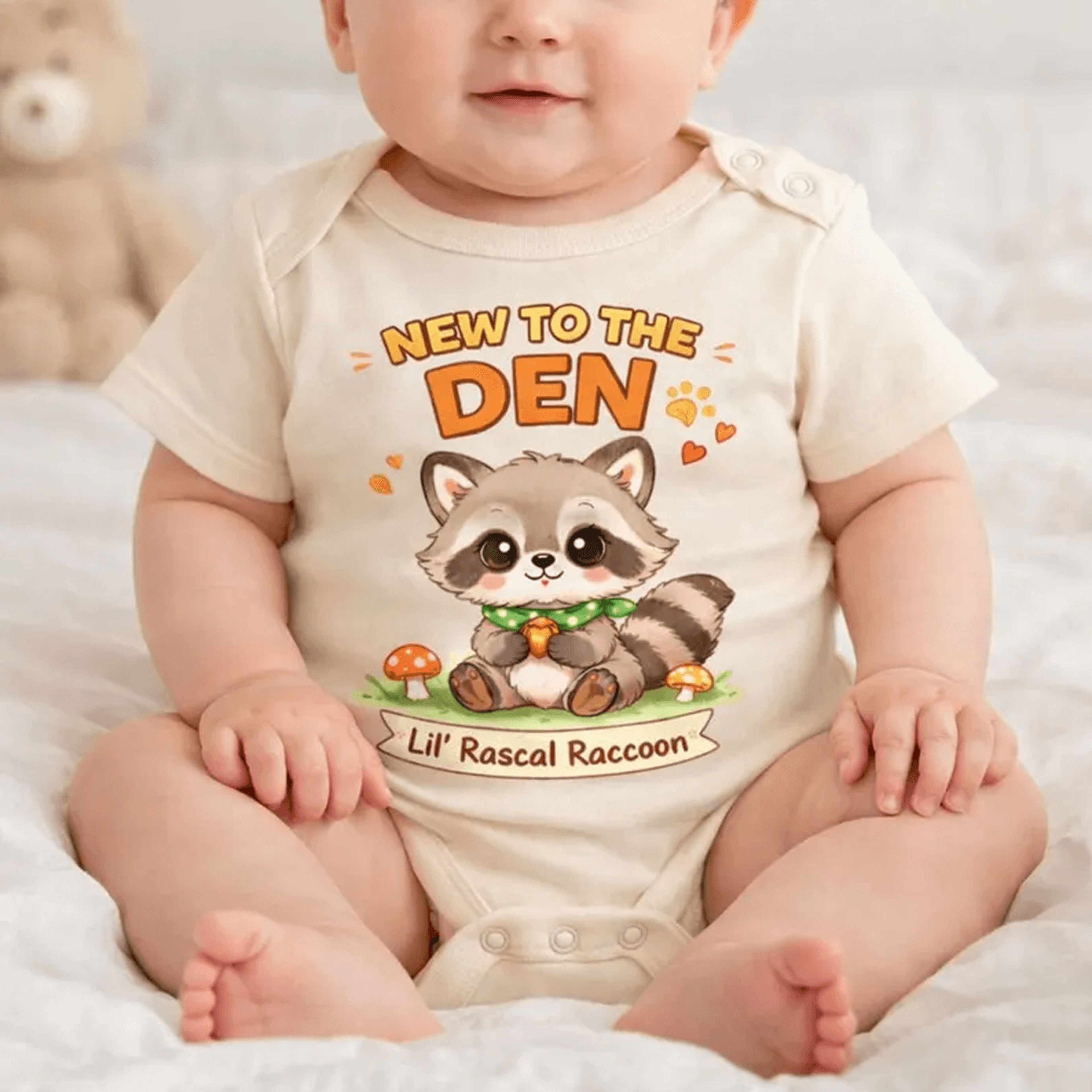 new to the den baby bodysuit, cute lion baby onesie, safari baby outfit, baby shower gift, unisex infant bodysuit