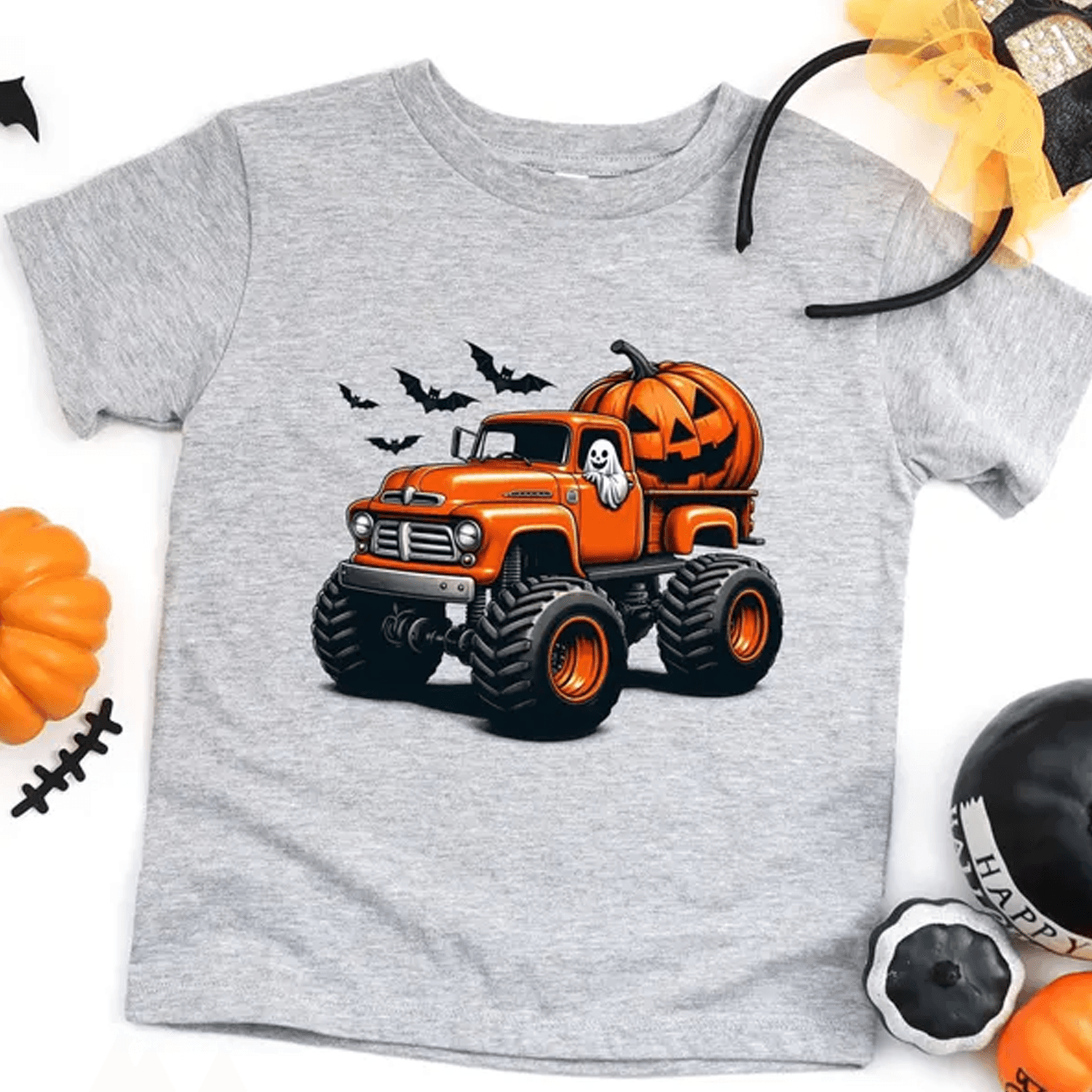 halloween truck toddler shirt, boys halloween t-shirt, pumpkin truck kids tee, spooky fall outfit, cute halloween shirt