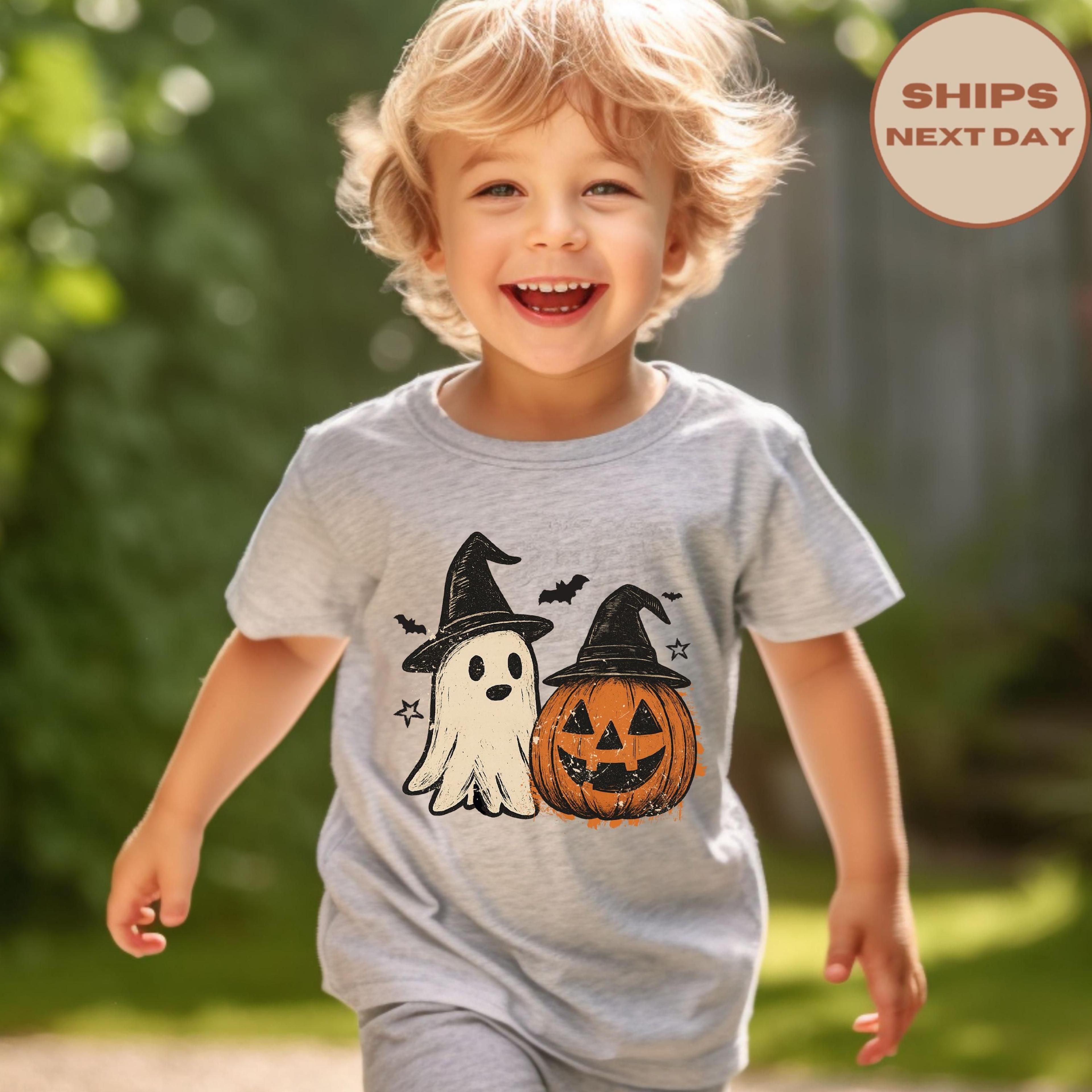 ghost pumpkin toddler shirt, halloween kids t-shirt, cute ghost pumpkin tee, spooky fall outfit, halloween party shirt