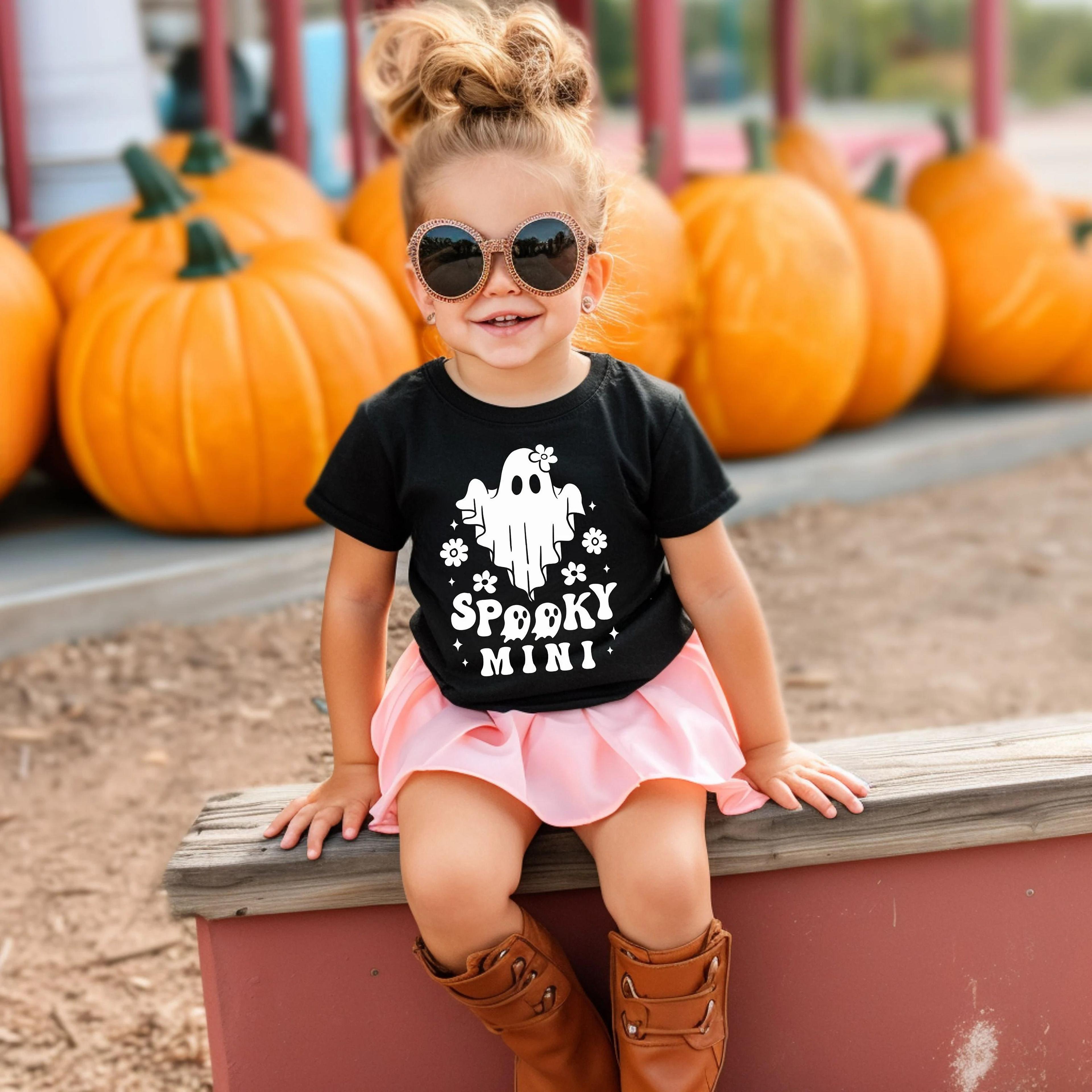 spooky mini baby bodysuit, cute ghost halloween onesie, retro halloween baby outfit, first halloween bodysuit
