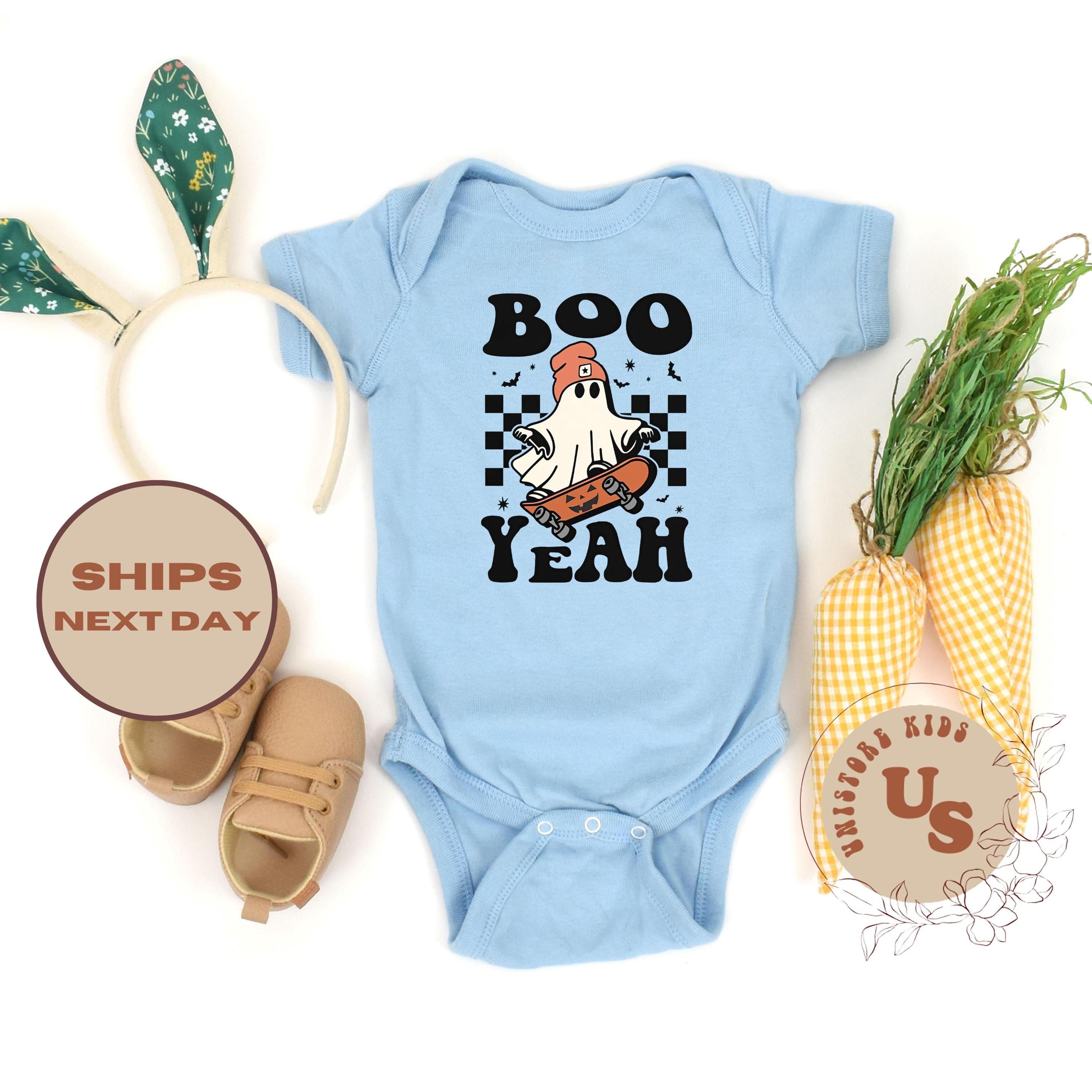 boo yeah halloween toddler t-shirt, cute ghost kids shirt, funny halloween tee, spooky fall outfit, pumpkin patch shirt
