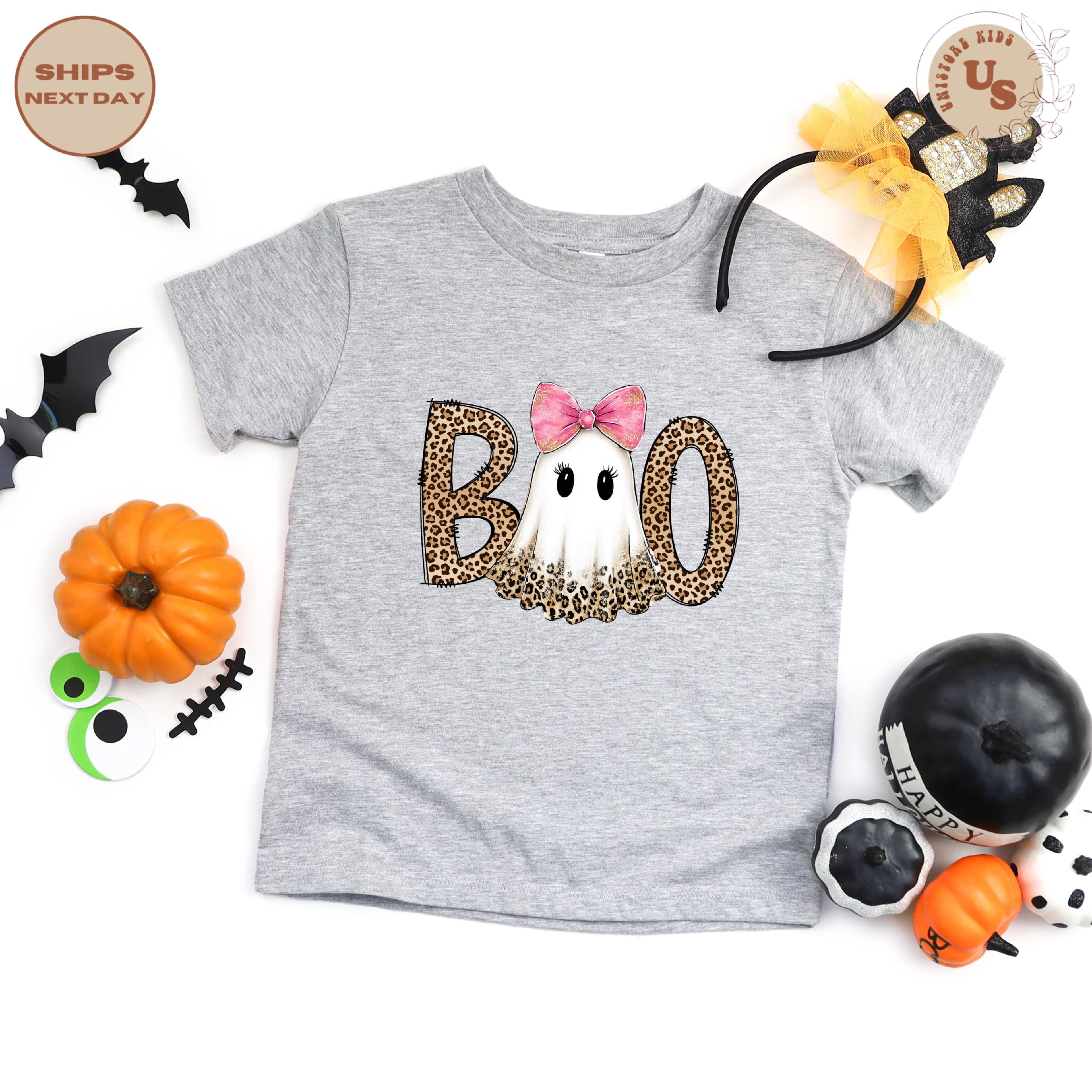 leopard boo ghost sweatshirt, girls halloween crewneck, cute ghost fall sweatshirt, spooky season pullover, pumpkin patc